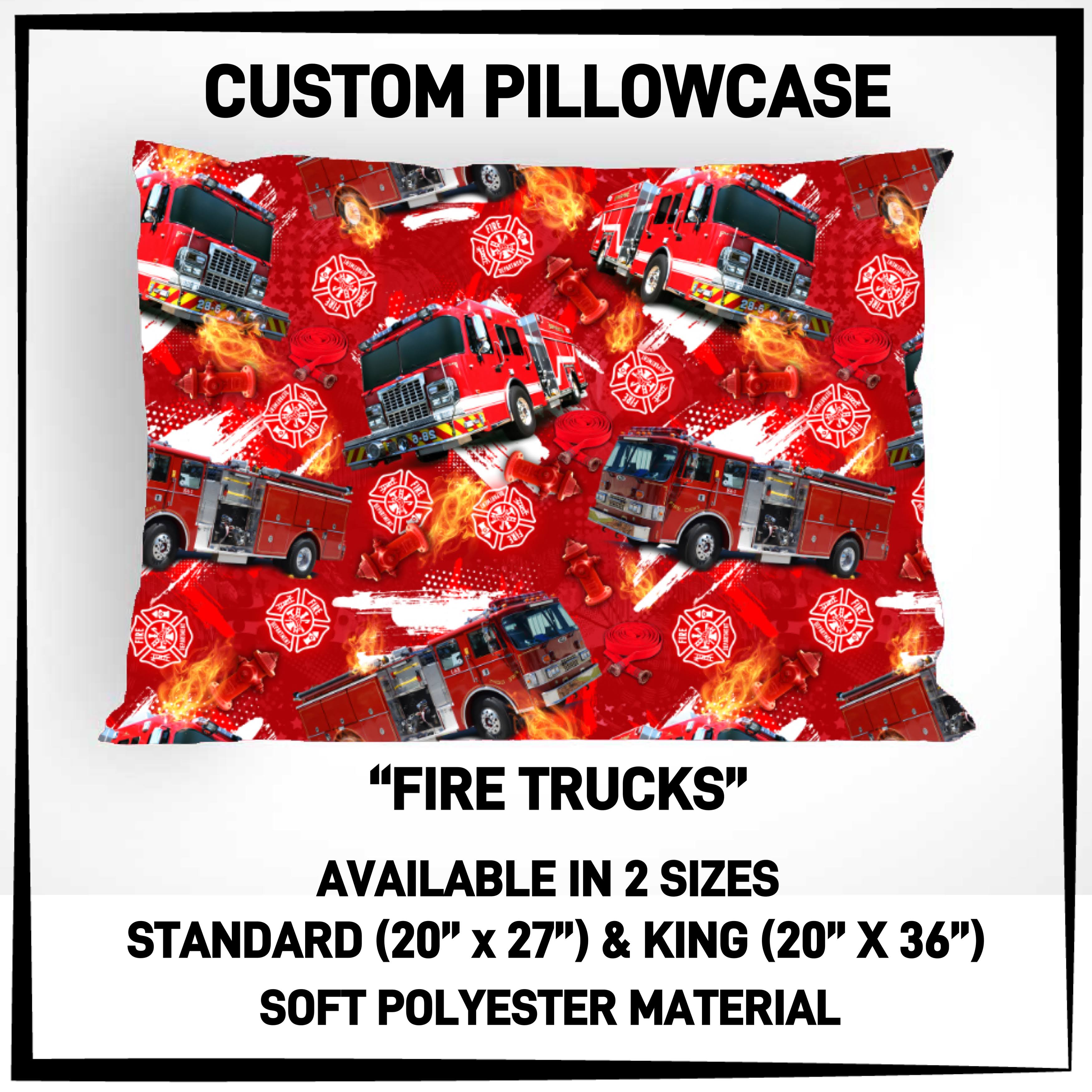 P5CP - Fire Trucks Pillowcase - Preorder ETA: Mid-Dec