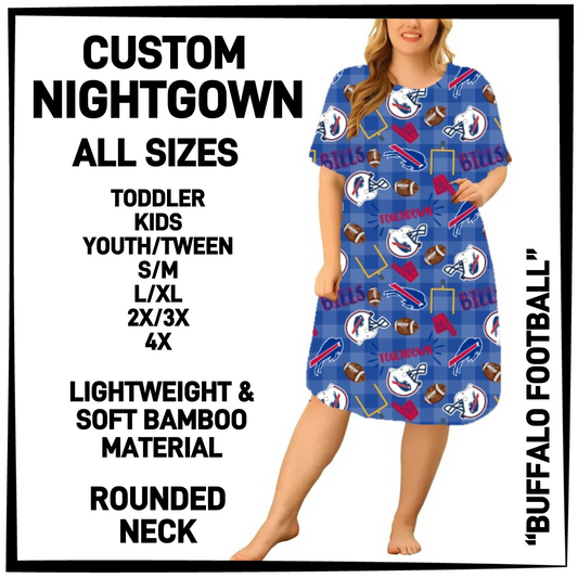 NG7W - Buffalo Football Nightgown - Preorder Closing 4/14 ETA: Mid-June