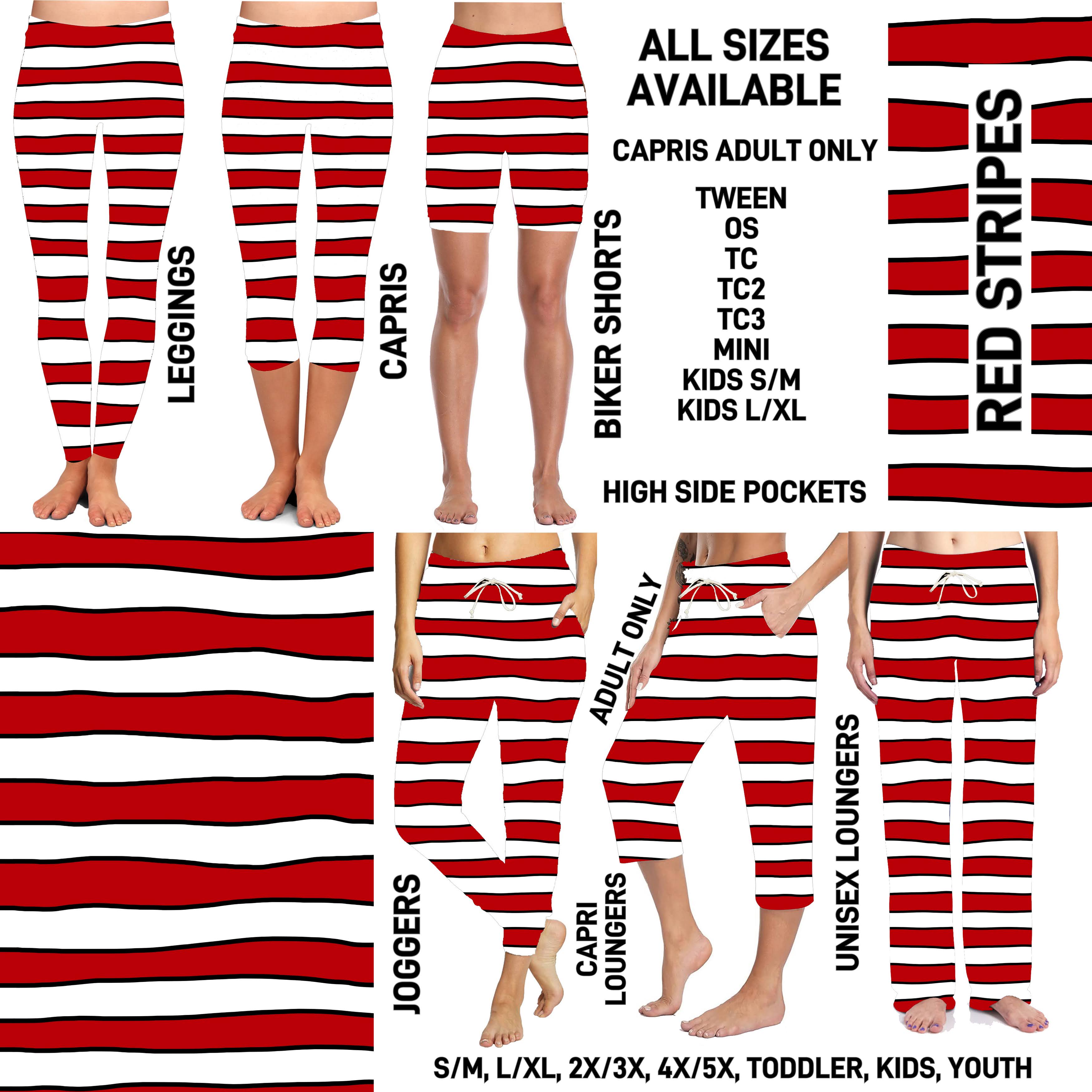 DR2S - Red Stripes Unisex Full Joggers/Unisex Capri/Full Loungers - Preorder ETA: Mid-Jan