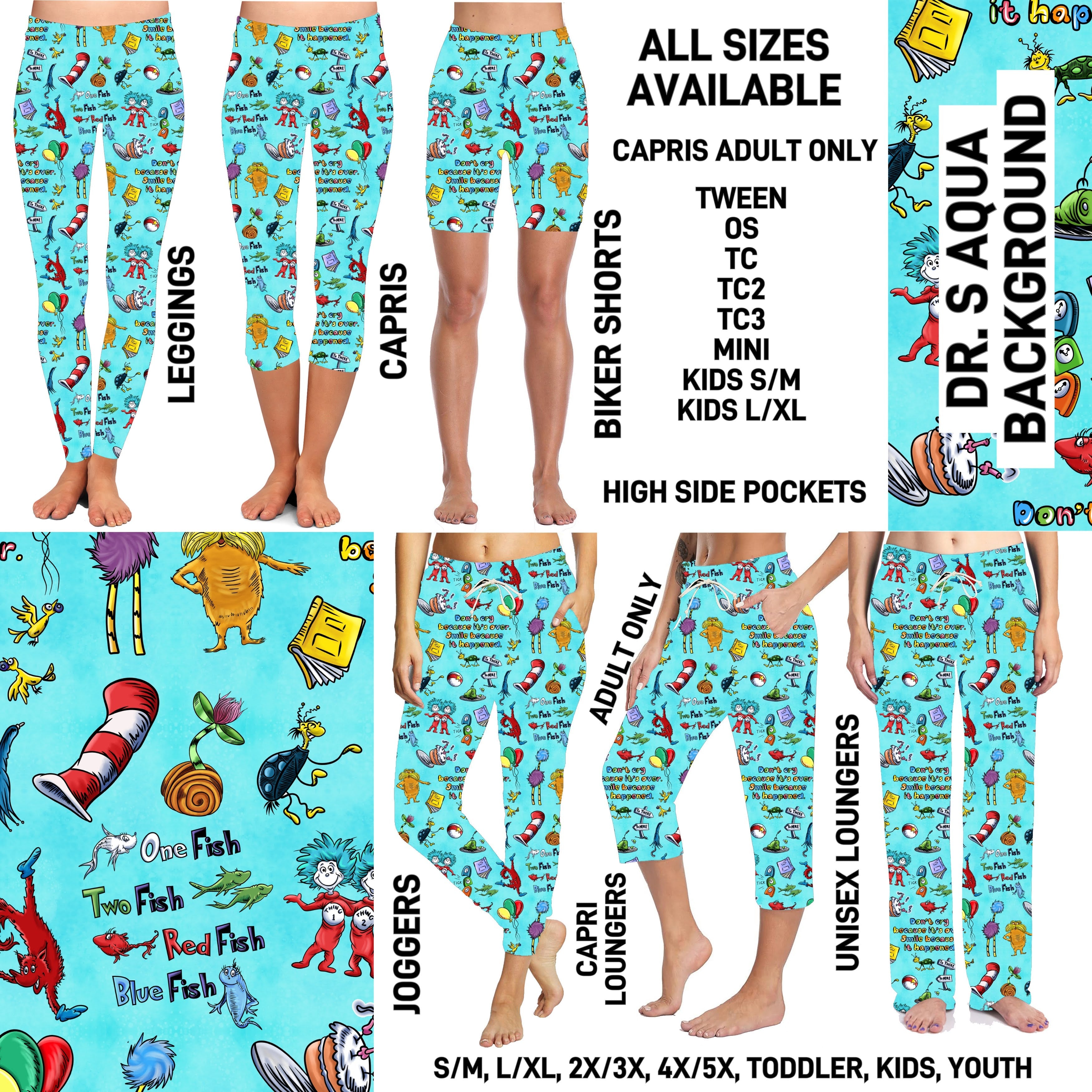 DR2S - Dr. S Aqua Background Unisex Full Joggers/Unisex Capri/Full Loungers - Preorder ETA: Mid-Jan