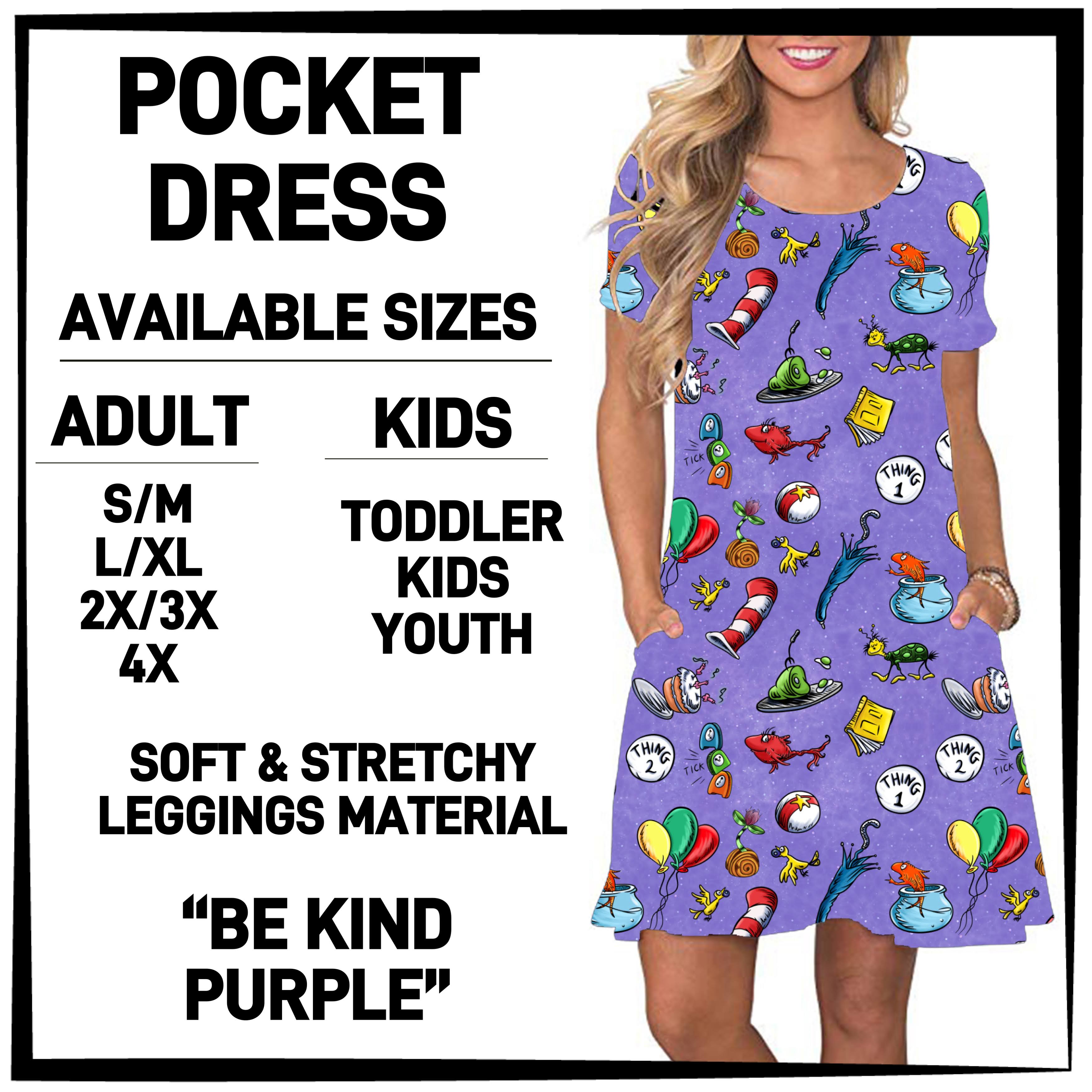 DR2S - Be Kind Purple Pocket Dress - Preorder ETA: Mid-Jan