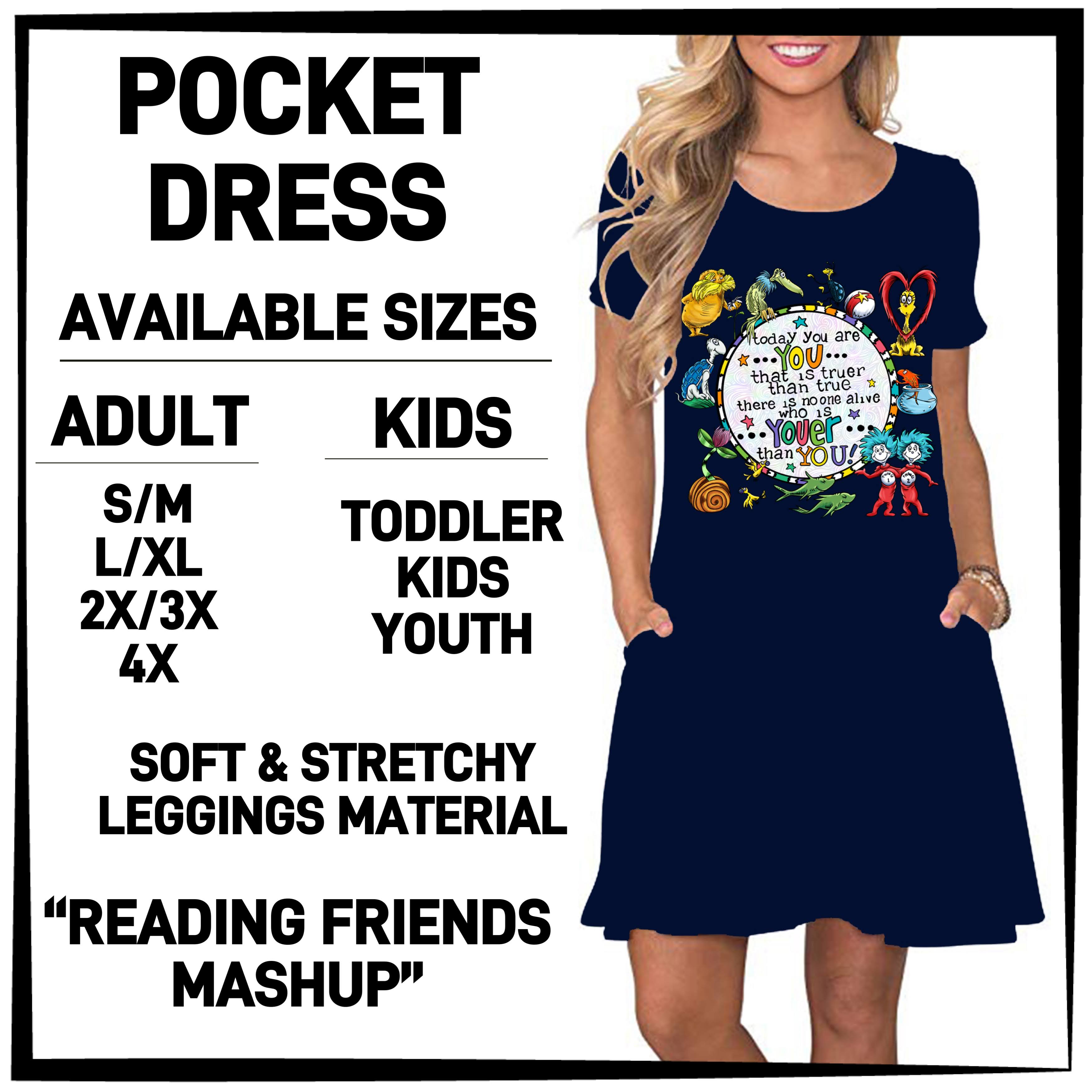 DR2S - Reading Friends Mashup Pocket Dress - Preorder ETA: Mid-Jan