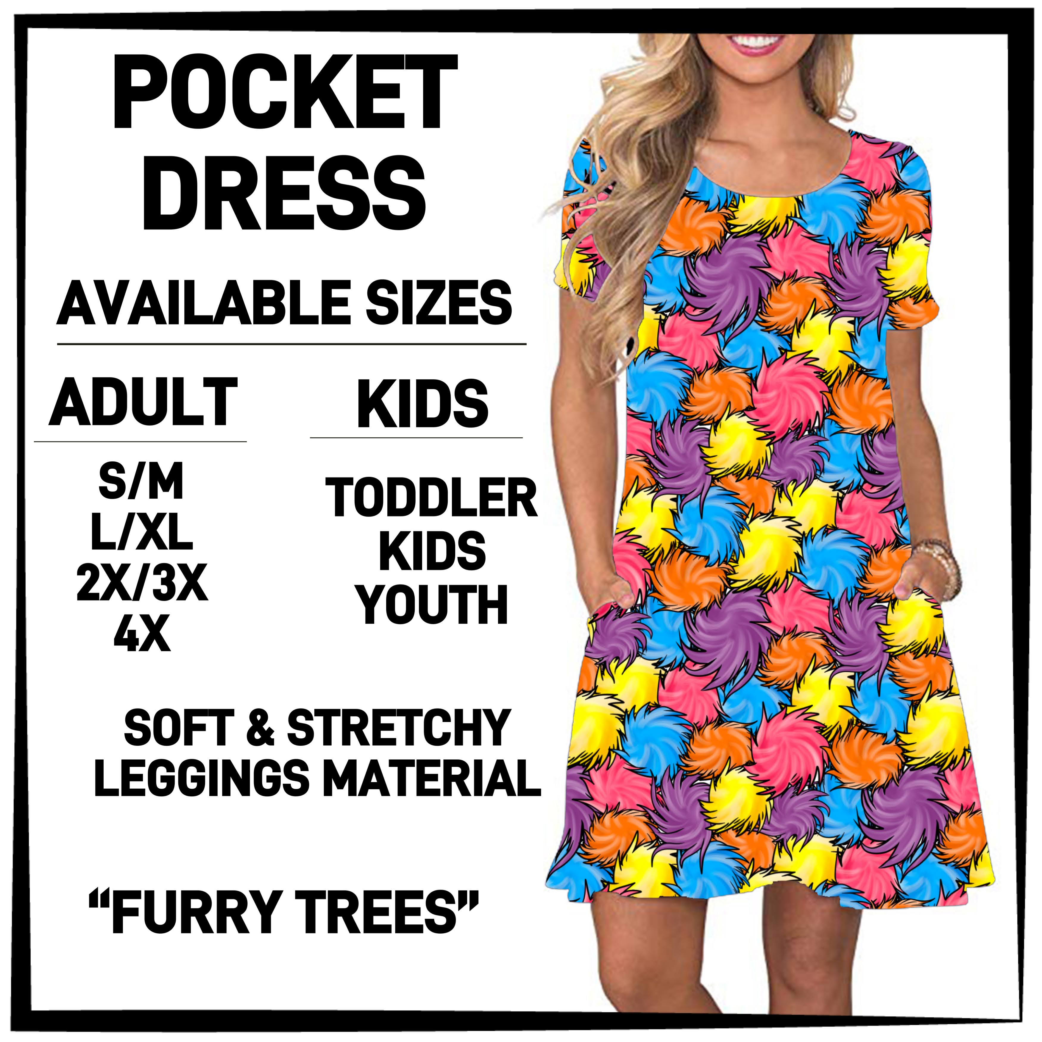 DR2S - Furry Trees Pocket Dress - Preorder ETA: Mid-Jan