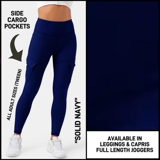CR2G - Solid Navy Capris/Leggings/Unisex Joggers with Cargo Pockets - Preorder Closing 8/23 ETA: Mid-Oct