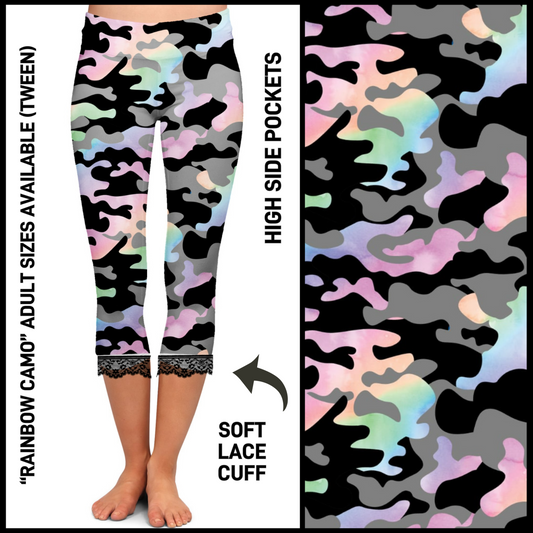 LC2C - Rainbow Camo Lace Cuff Capris with Pockets - Preorder Closing 4/21 ETA: Mid-June