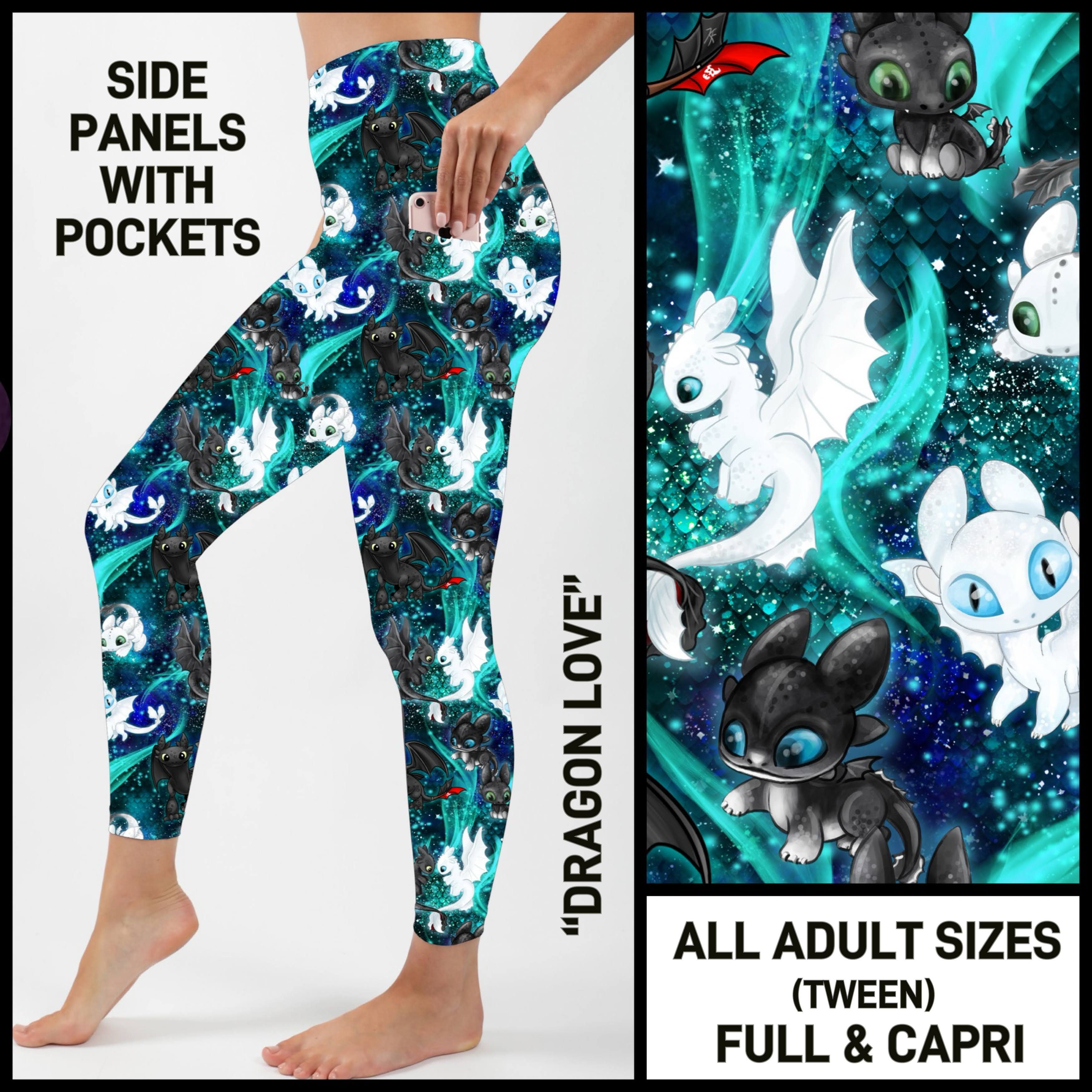 S3PN - Dragon Love Capris/Leggings with Side Panel Pockets - Preorder ETA: Late Jan