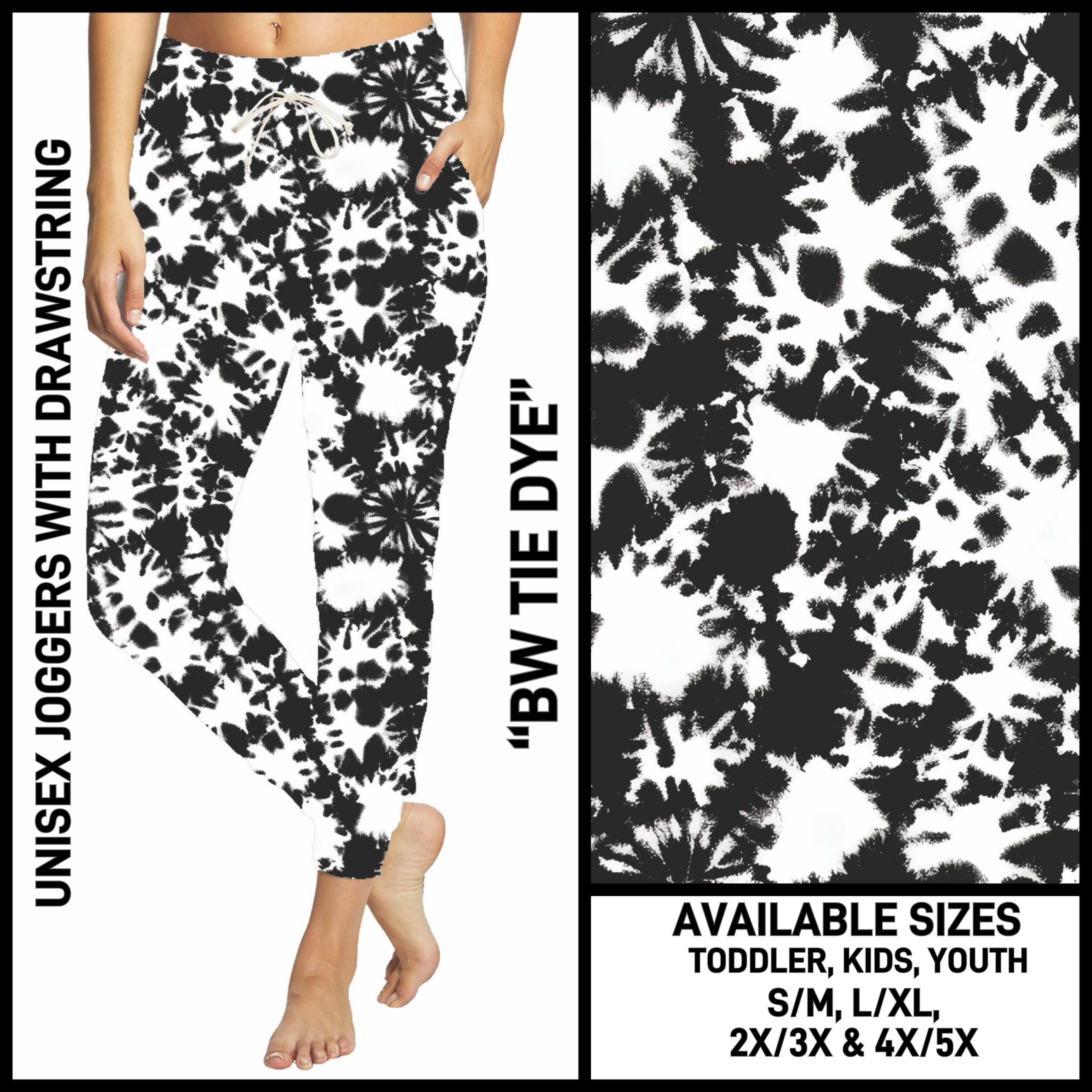 S3PN - BW Tie Dye Unisex Full Joggers - Preorder ETA: Late Jan