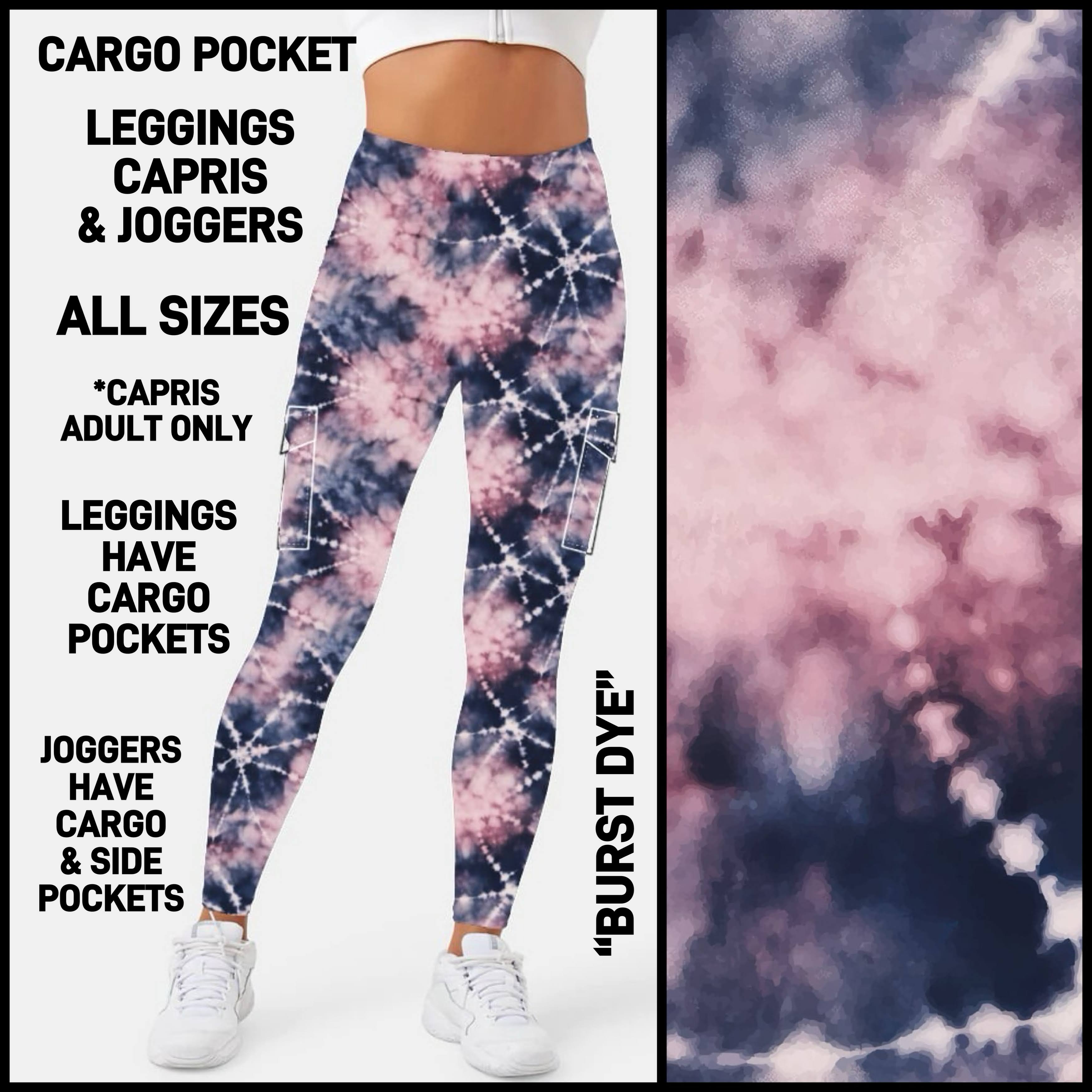 CA3P - Burst Dye Capris/Leggings/Unisex Joggers with Cargo Pockets - Preorder ETA: Late Jan