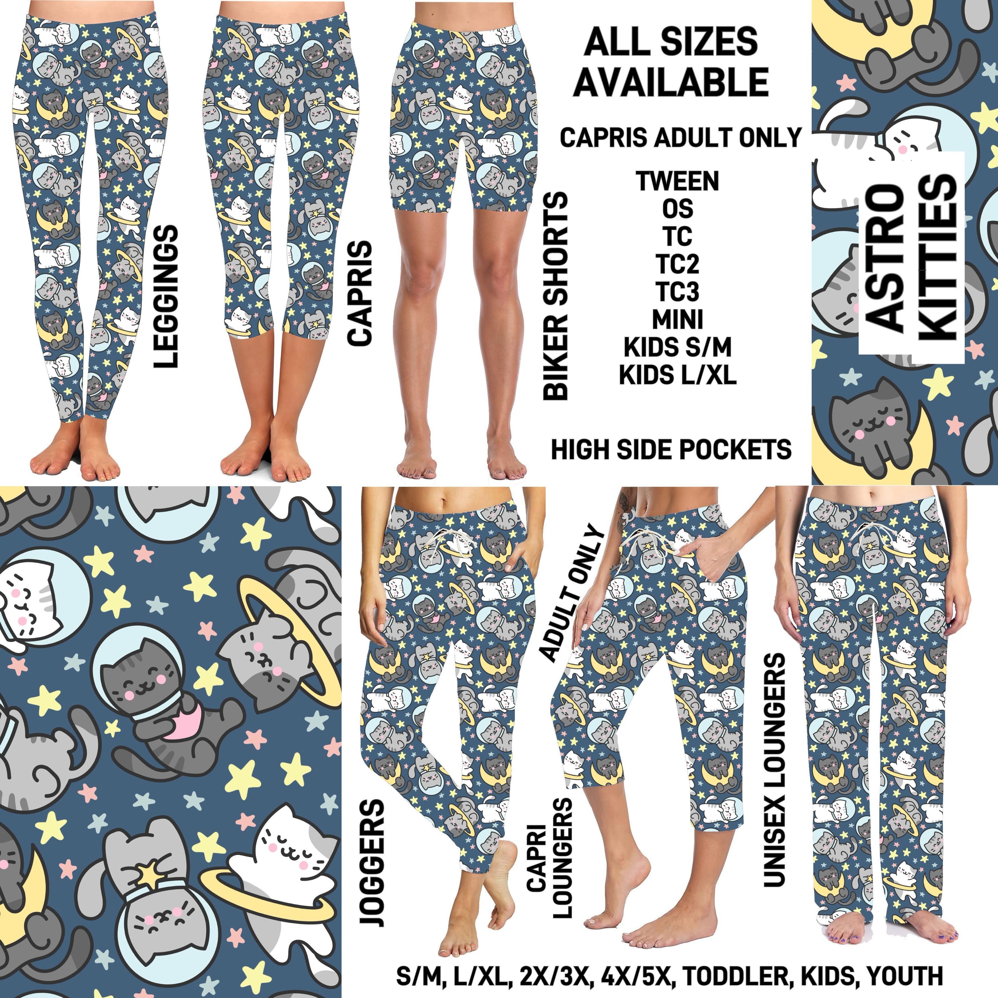 P1FT - Astro Kitties Unisex Full Joggers/Unisex Capri/Full Loungers - Preorder ETA: Late Jan