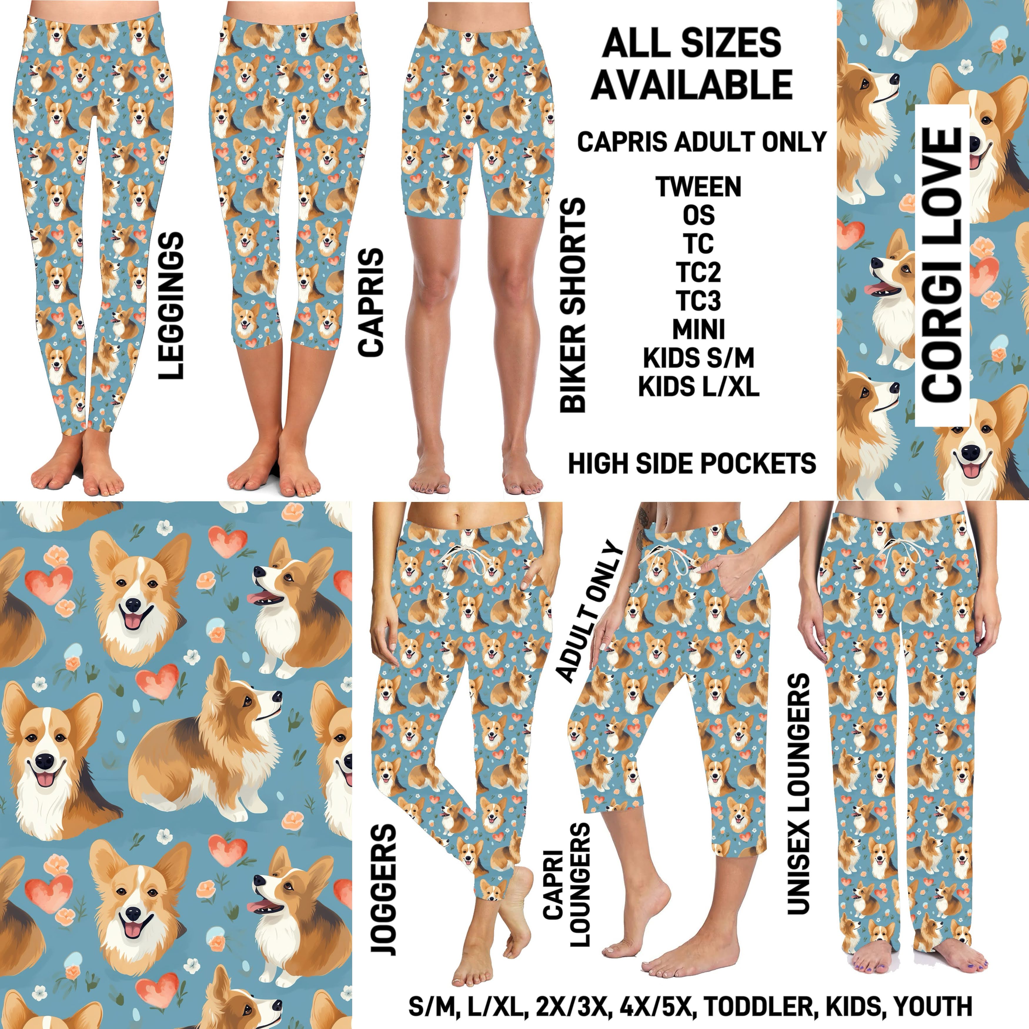 P1FT - Corgi Love Unisex Full Joggers/Unisex Capri/Full Loungers - Preorder ETA: Late Jan