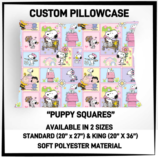 RTS - Puppy Squares Pillowcase