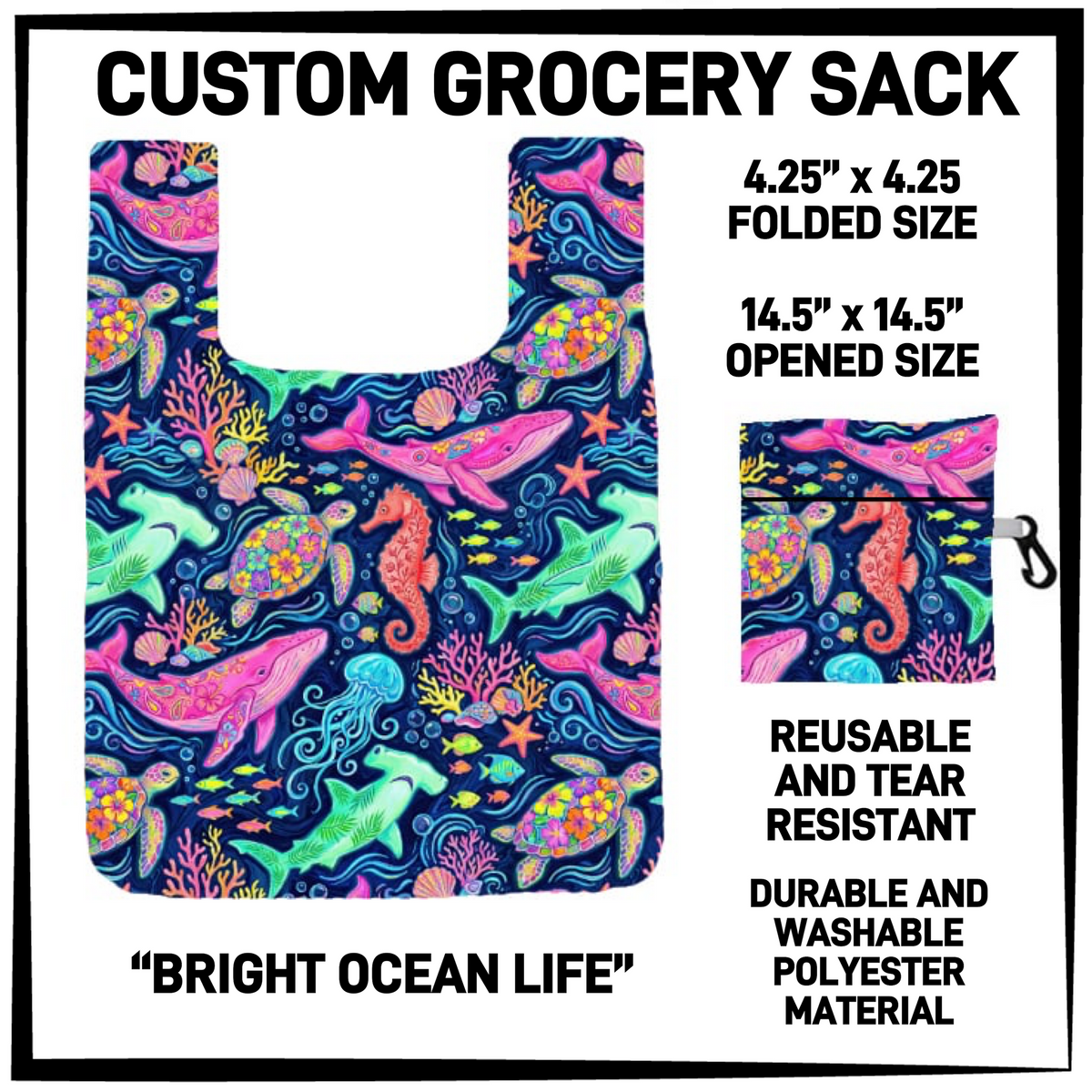 GRC4 - Bright Ocean Life Grocery Sack - Preorder Closing 9/10 ETA: Early Dec