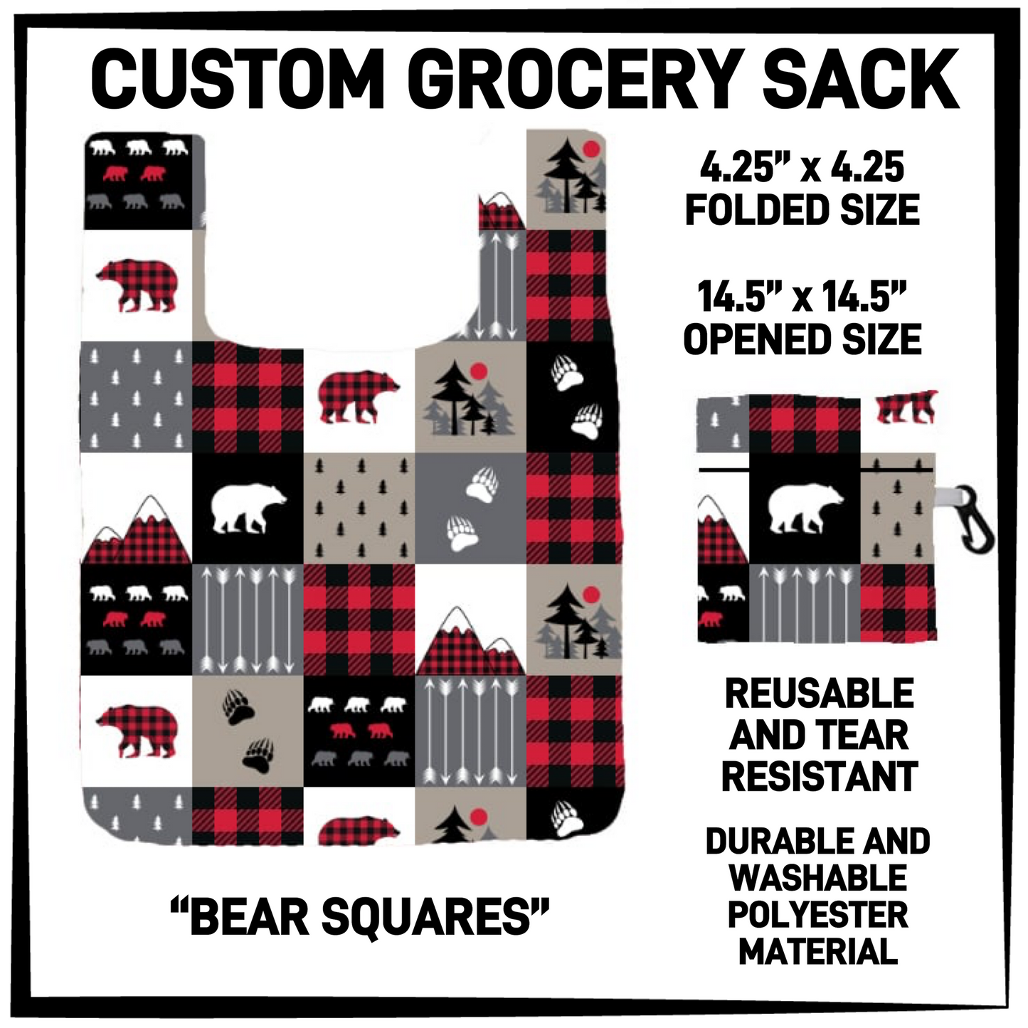 GRC4 - Bear Squares Grocery Sack - Preorder Closing 9/10 ETA: Early Dec