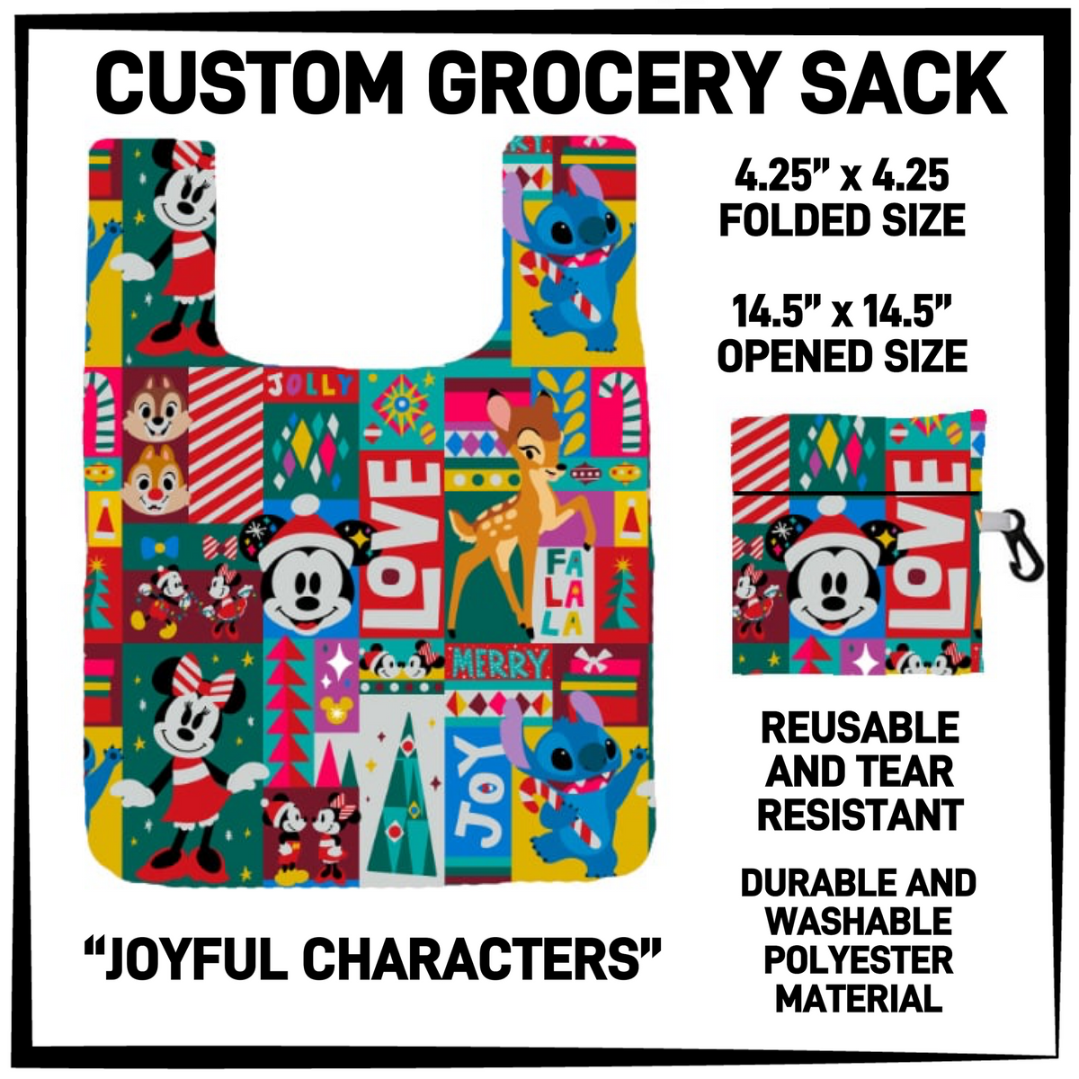 GRC4 - Joyful Characters Grocery Sack - Preorder Closing 9/10 ETA: Early Dec