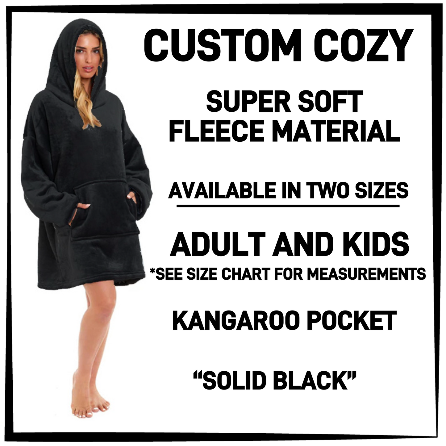 CZ2Y - Solid Black Hooded Cozy - Preorder Closing 9/15 ETA: Mid-Dec