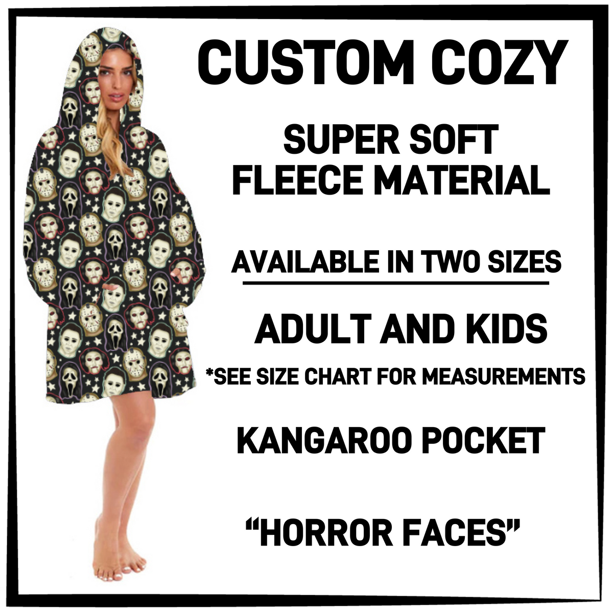 CZ2Y - Horror Faces Hooded Cozy - Preorder Closing 9/15 ETA: Mid-Dec