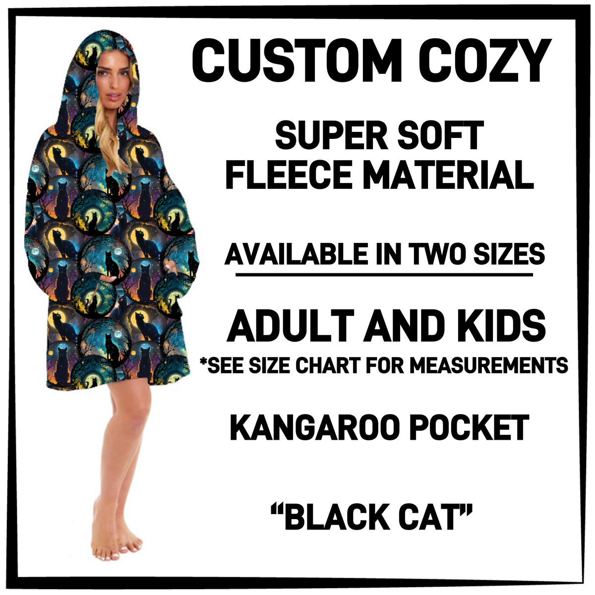 CZ2Y - Black Cat Hooded Cozy - Preorder Closing 9/15 ETA: Mid-Dec