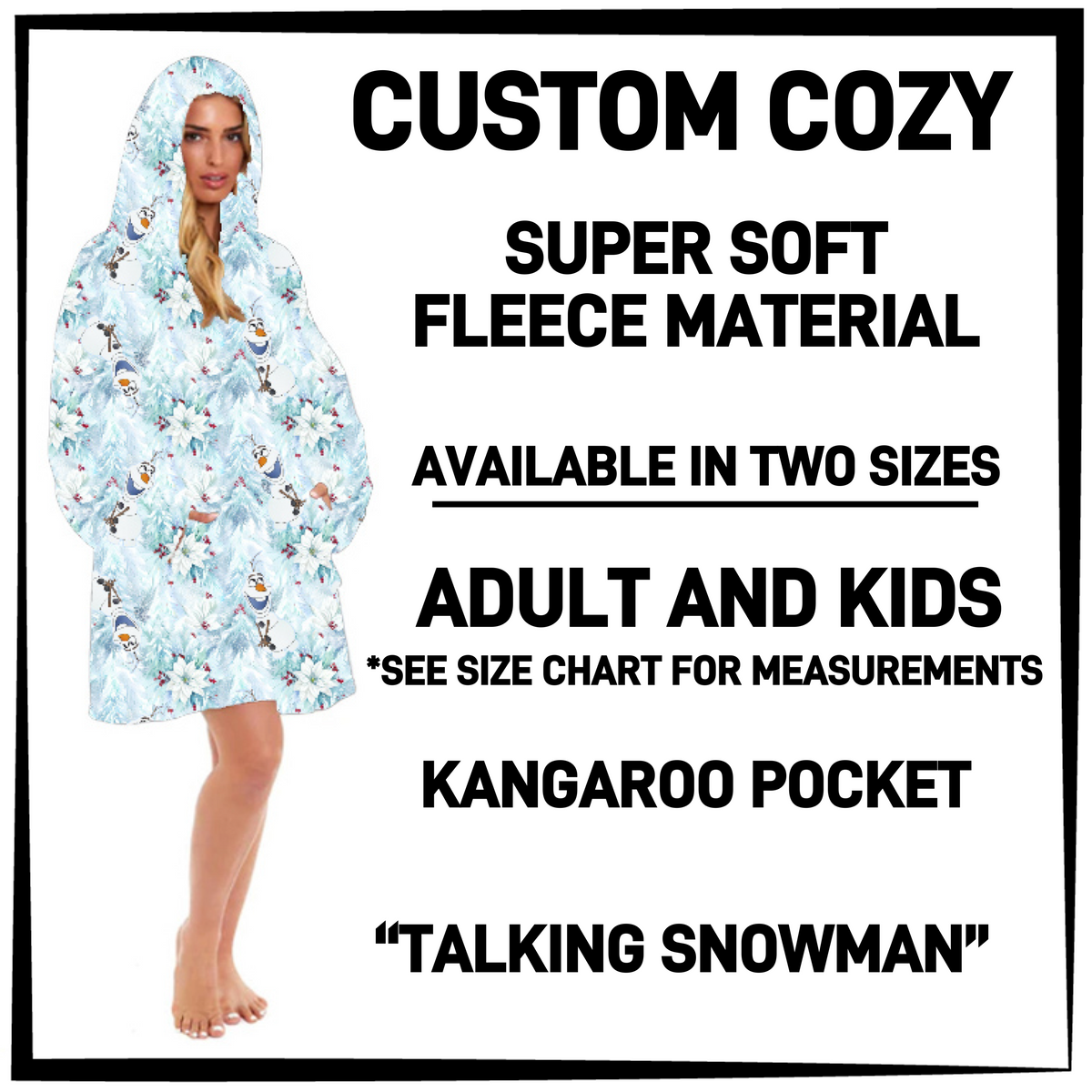 CZ2Y - Talking Snowman Hooded Cozy - Preorder Closing 9/15 ETA: Mid-Dec