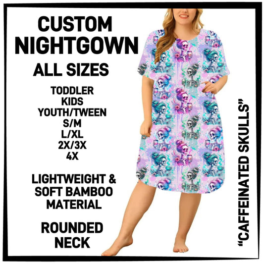 CN8G - Caffeinated Skulls Nightgown - Preorder Closing 12/18 ETA: Mid-Feb