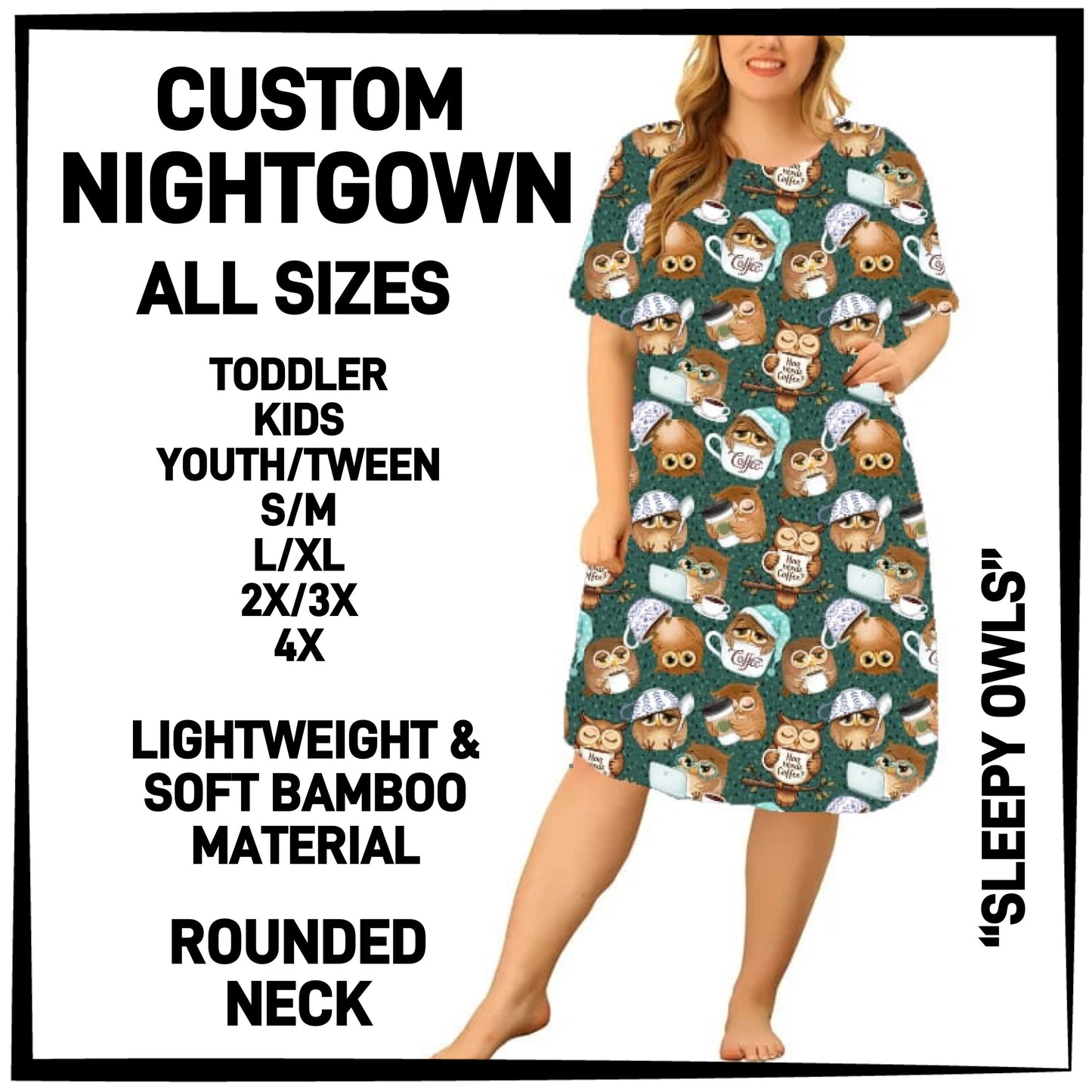 CN8G - Sleepy Owls Nightgown - Preorder Closing 12/18 ETA: Mid-Feb