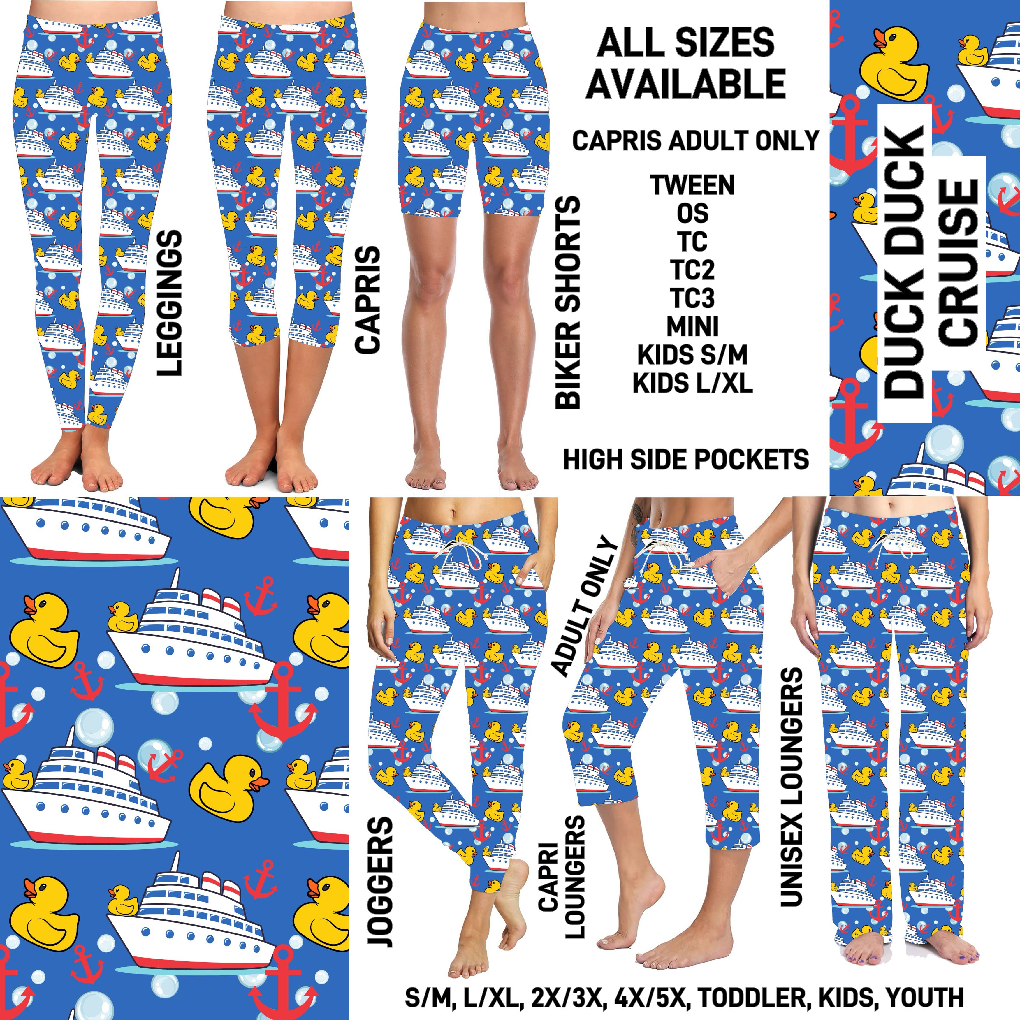 237BT - Duck Duck Cruise Unisex Full Joggers/Unisex Capri/Full Loungers - Preorder ETA: Mid-Feb