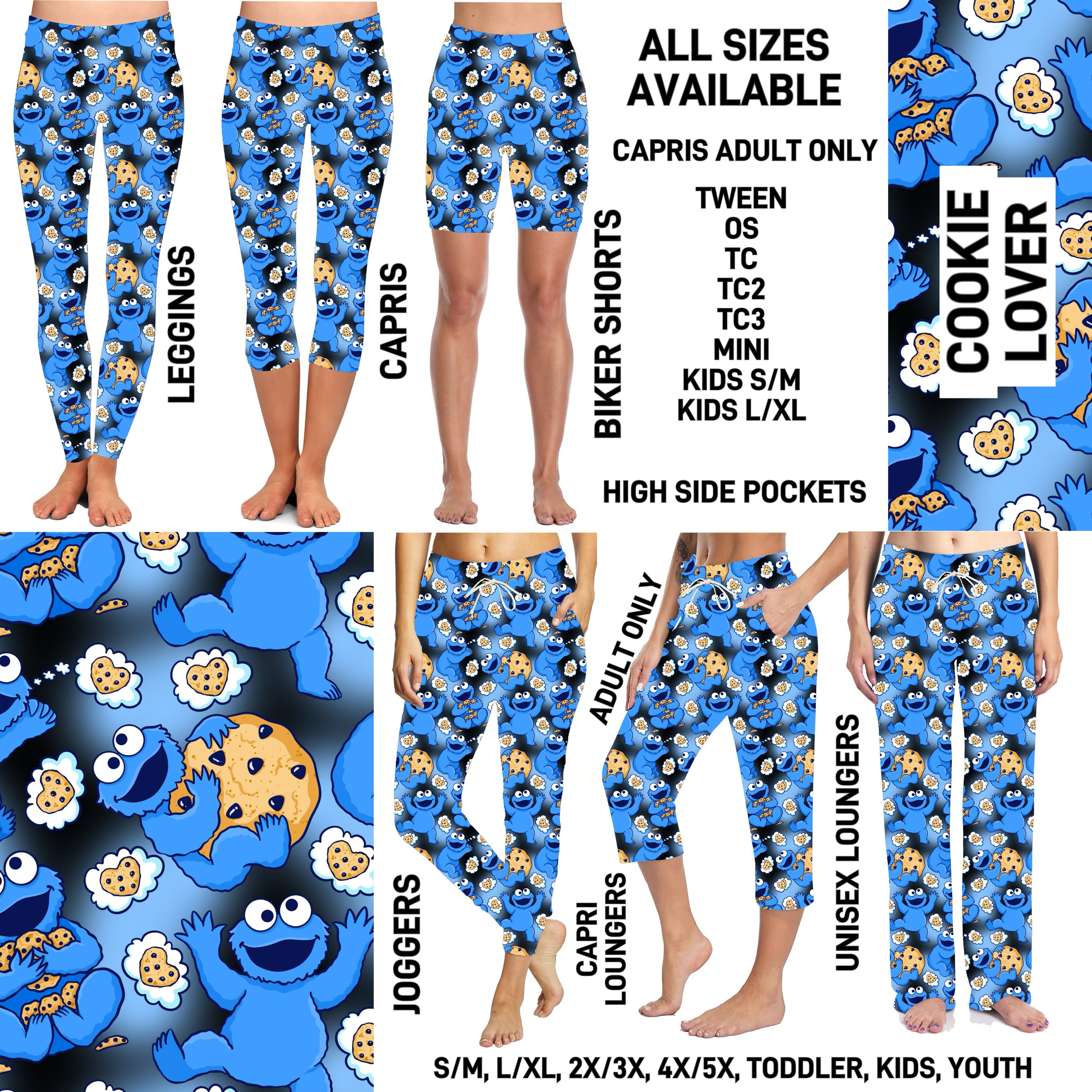 237BT - Cookie Lover Unisex Full Joggers/Unisex Capri/Full Loungers - Preorder ETA: Mid-Feb