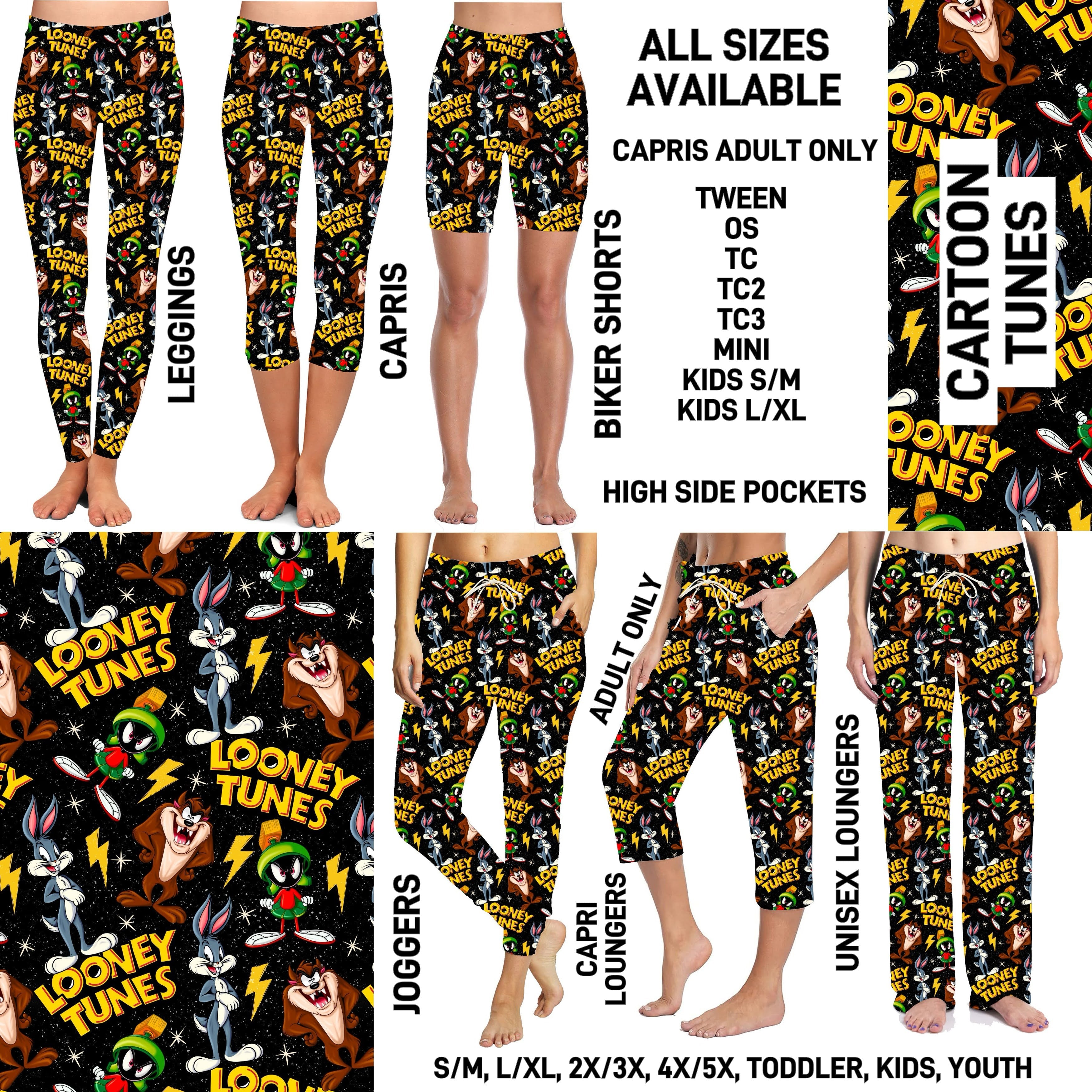 237BT - Cartoon Tunes Unisex Full Joggers/Unisex Capri/Full Loungers - Preorder ETA: Mid-Feb