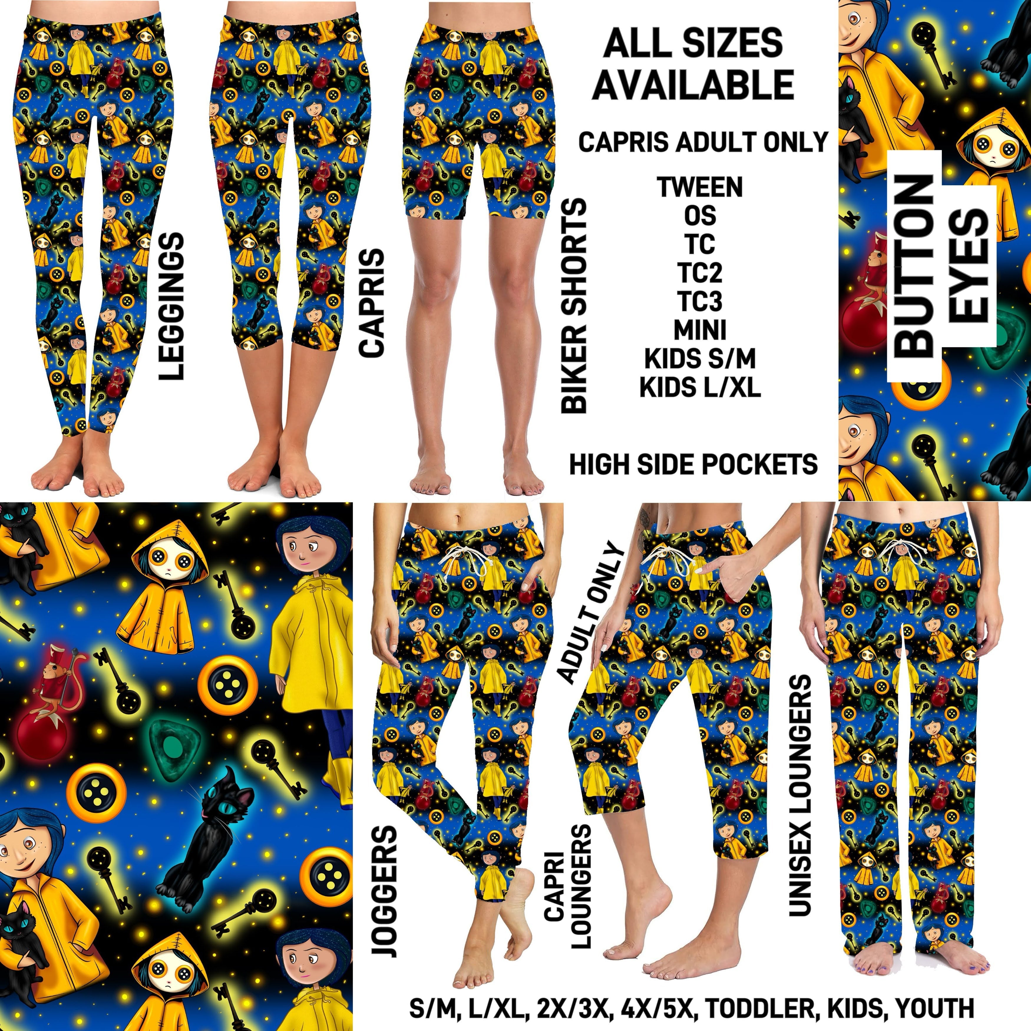 237BT - Button Eyes Unisex Full Joggers/Unisex Capri/Full Loungers - Preorder ETA: Mid-Feb