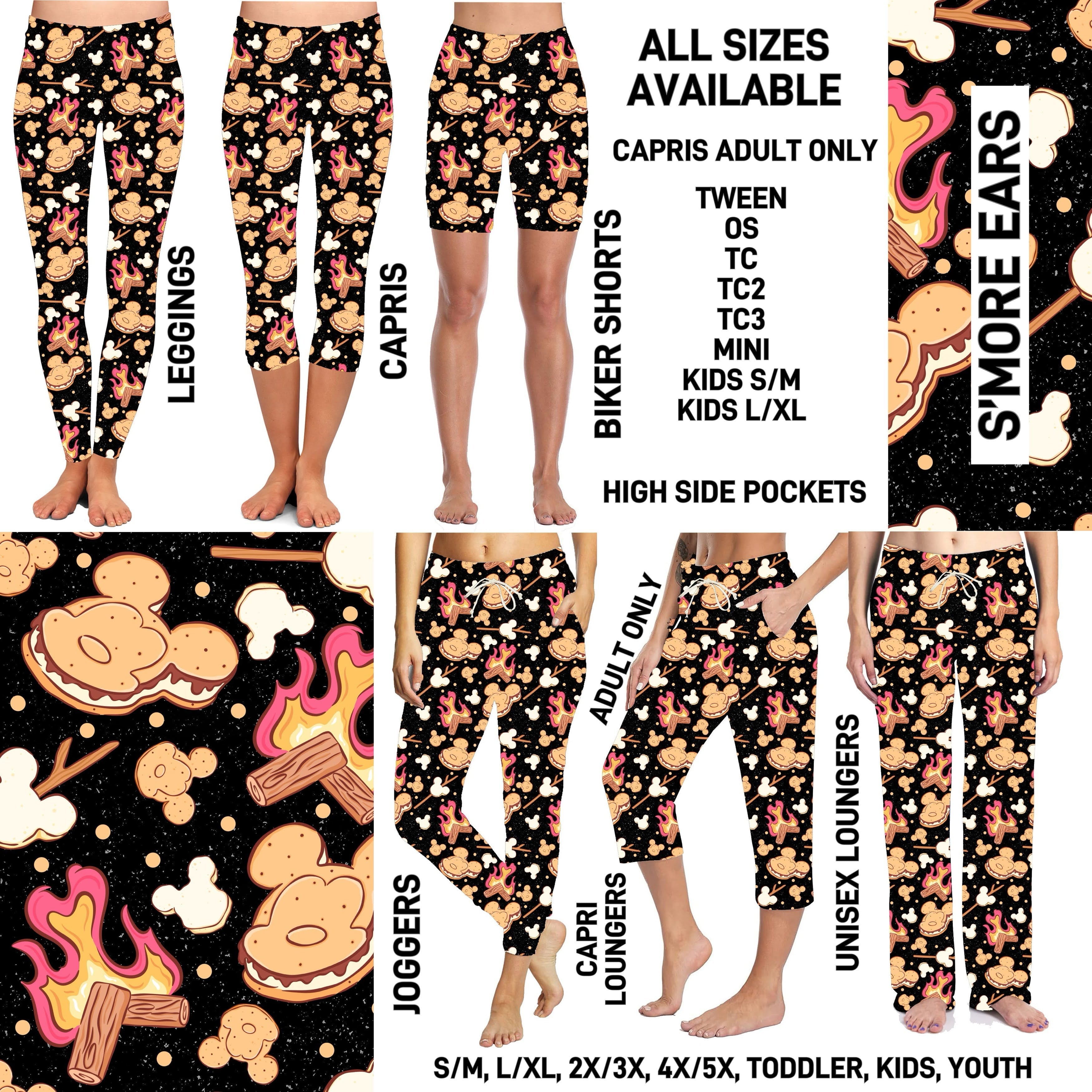 237BT - S'more Ears Biker/Capris/Leggings with High Side Pockets - Preorder ETA: Mid-Feb