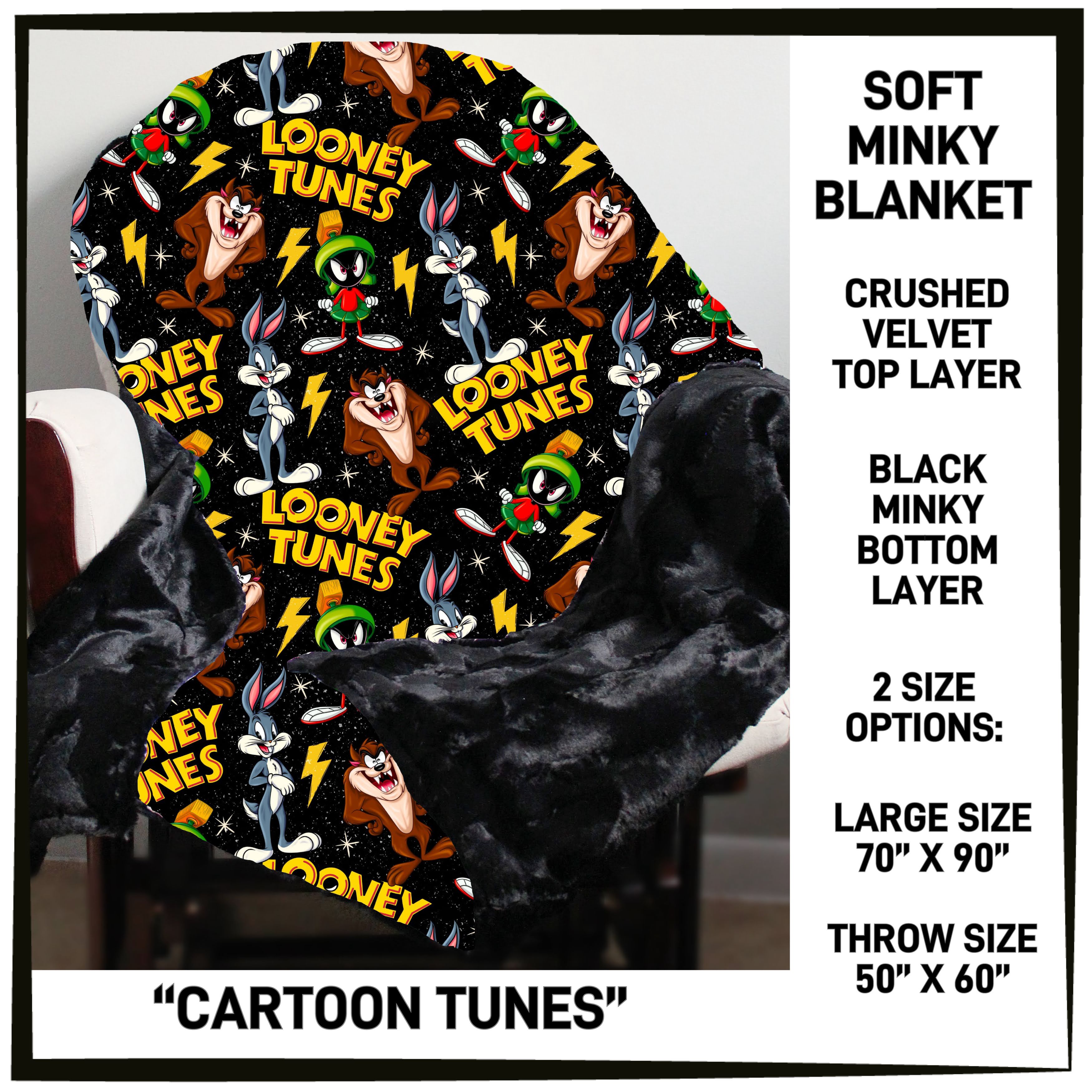 237BT - Cartoon Tunes Minky Blanket - Preorder ETA: Mid-Feb