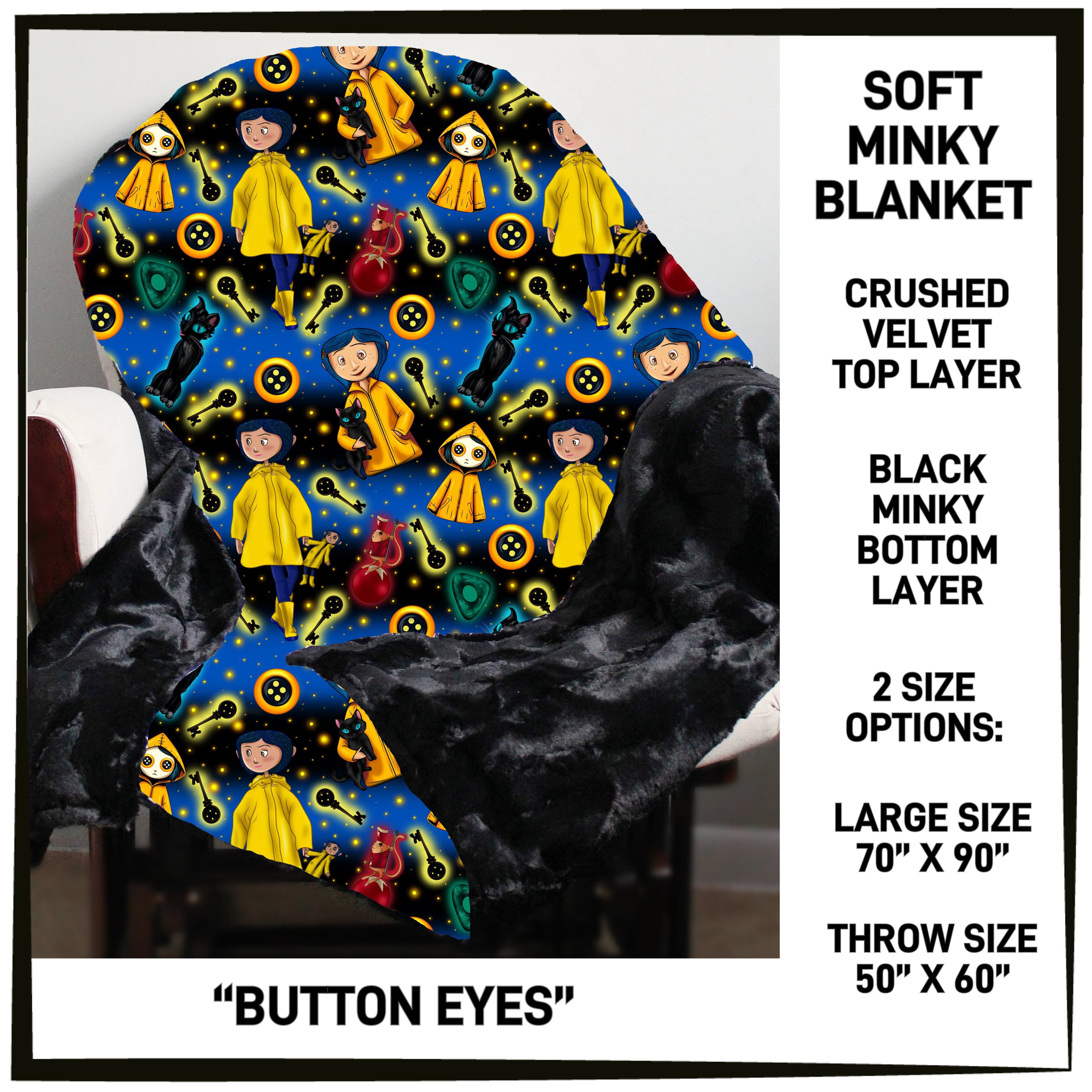 237BT - Button Eyes Minky Blanket - Preorder ETA: Mid-Feb