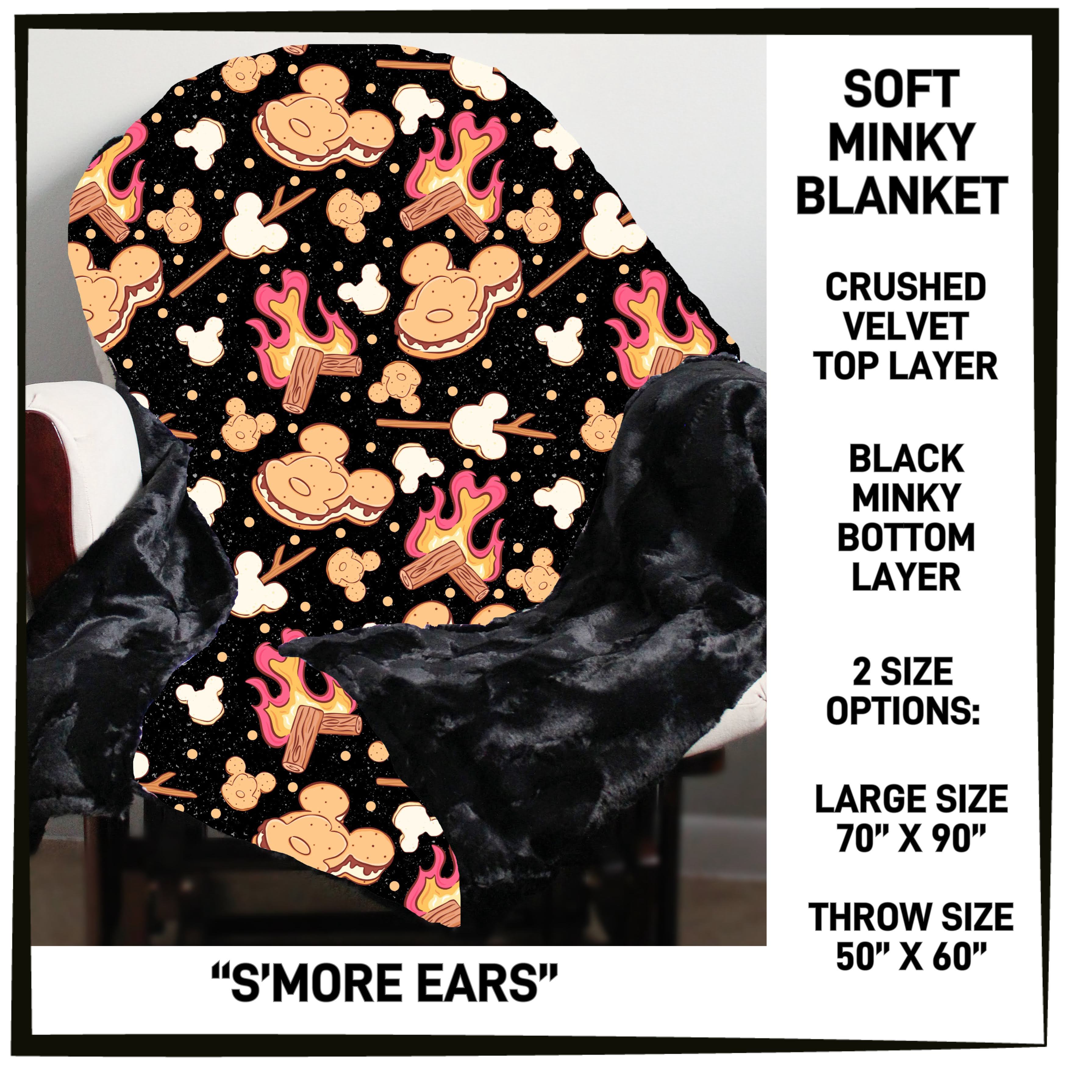 237BT - S'more Ears Minky Blanket - Preorder ETA: Mid-Feb