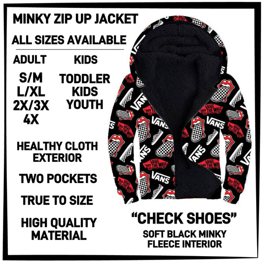 MK3J - Check Shoes Minky Zip Up Jacket - Preorder Closing 12/23 ETA: Late Feb