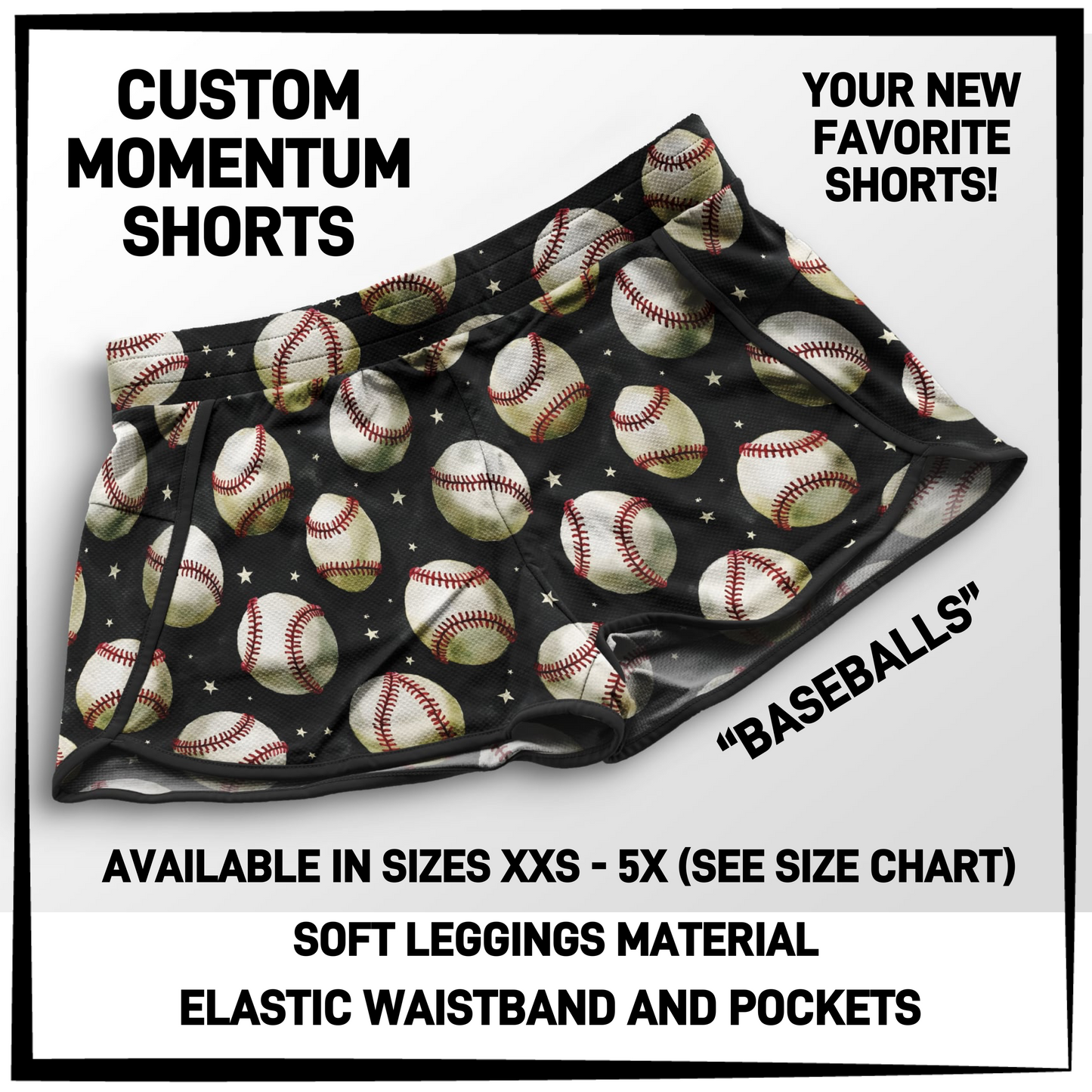 MO1T - Baseballs Momentum Shorts with Pockets - Preorder Closing 5/19 ETA: Mid-July