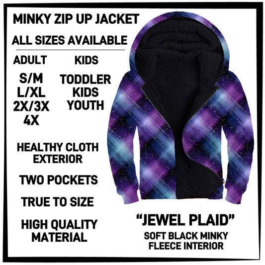 MK3J - Jewel Plaid Minky Zip Up Jacket - Preorder Closing 12/23 ETA: Late Feb