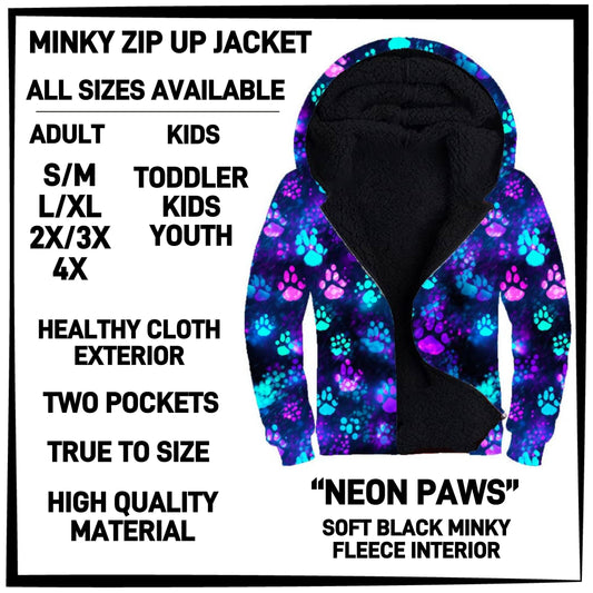 MK3J - Neon Paws Minky Zip Up Jacket - Preorder Closing 12/23 ETA: Late Feb