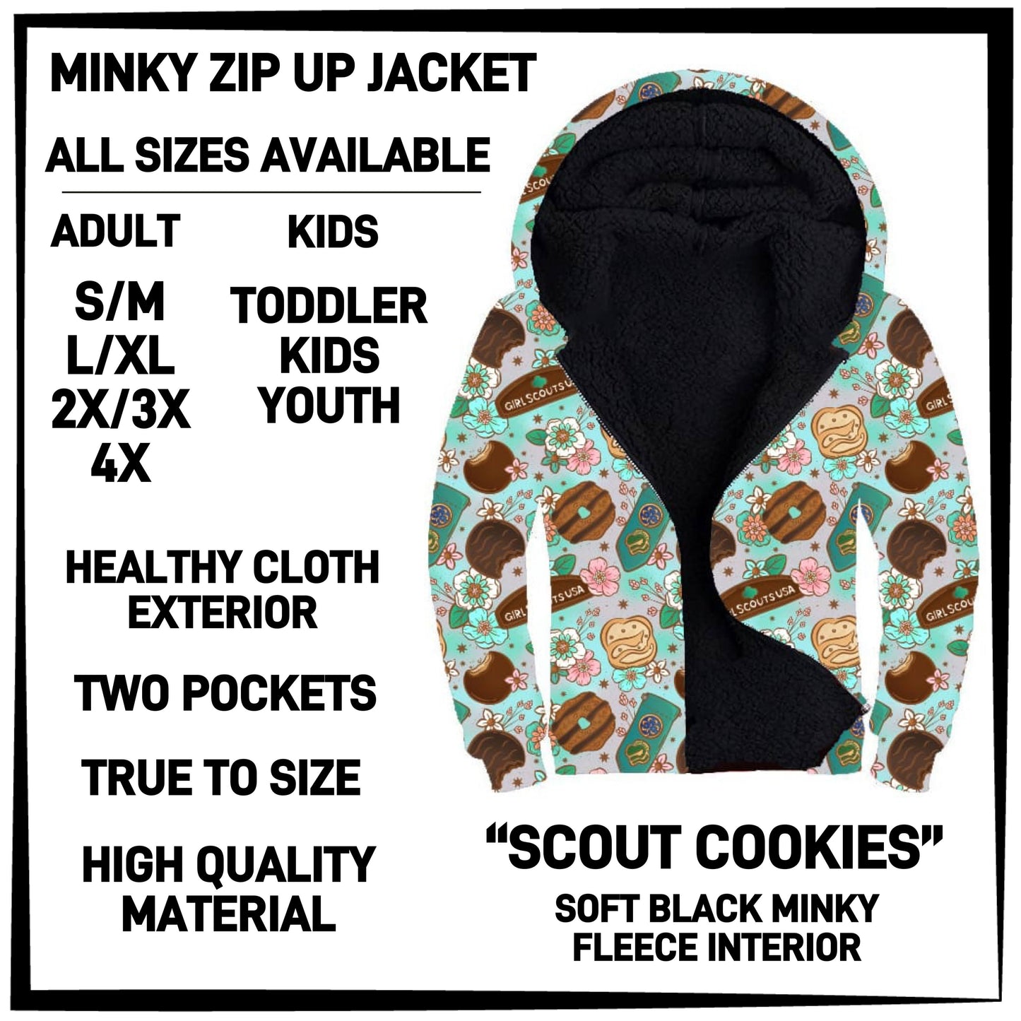 MK3J - Scout Cookies Minky Zip Up Jacket - Preorder Closing 12/23 ETA: Late Feb
