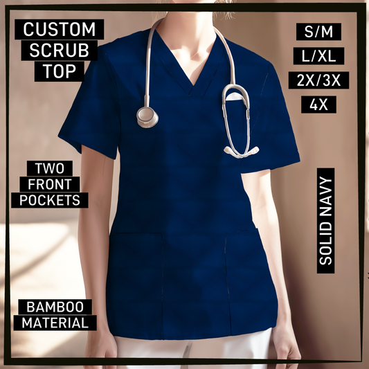 SC0B - Solid Navy V-Neck Scrub Top - Preorder Closing 5/26 ETA: Late July