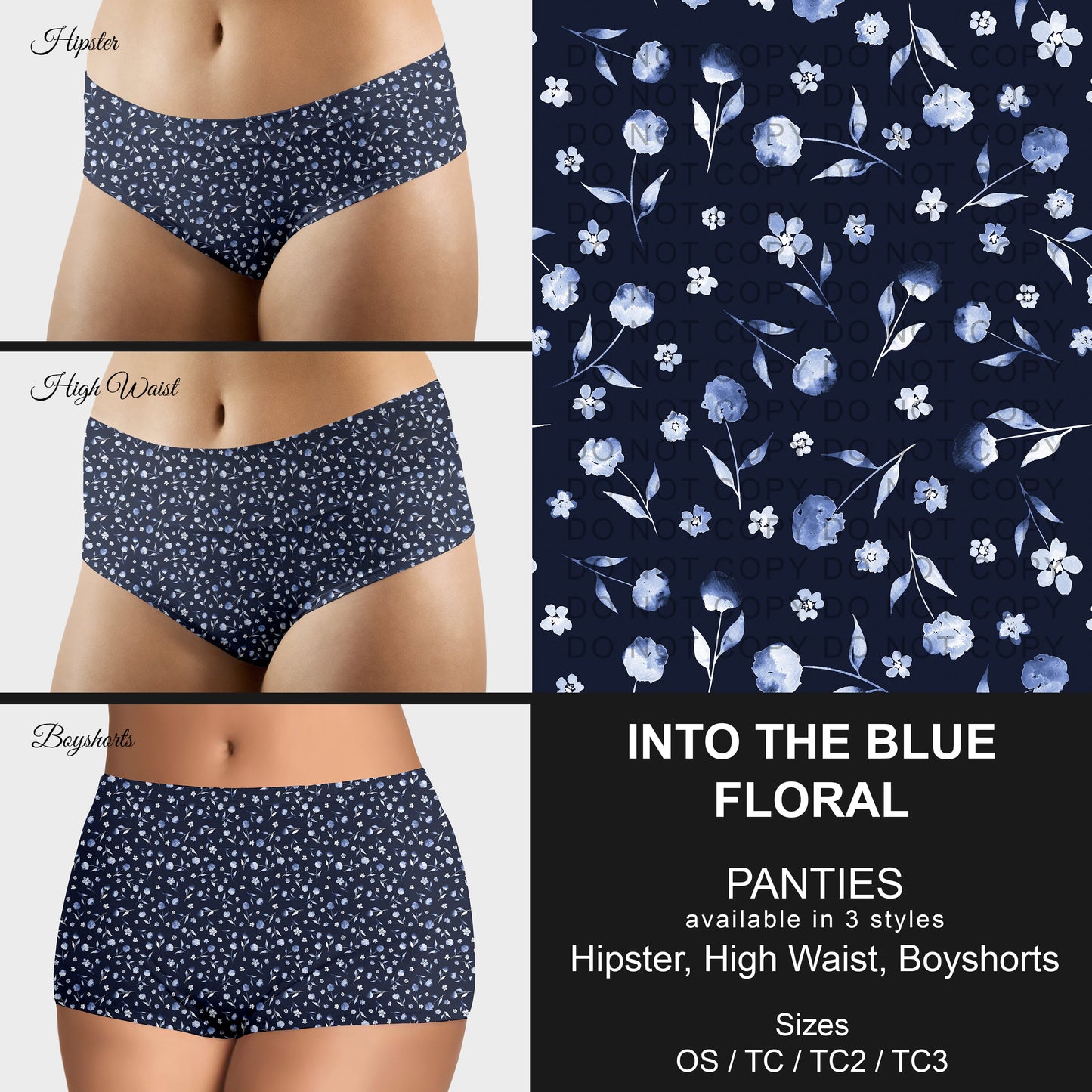 B306 - Preorder Into the Blue Floral Panties (Closes 8/07. ETA mid October)