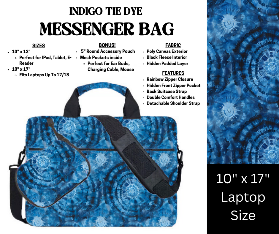 Indigo Tie Dye Messenger Bag