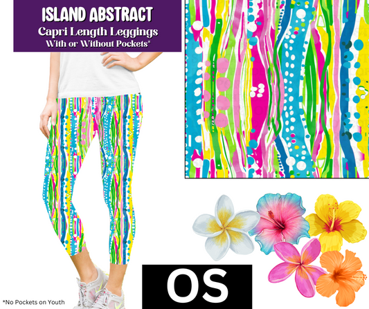 Island Abstract Capri Length Leggings w/ Pockets