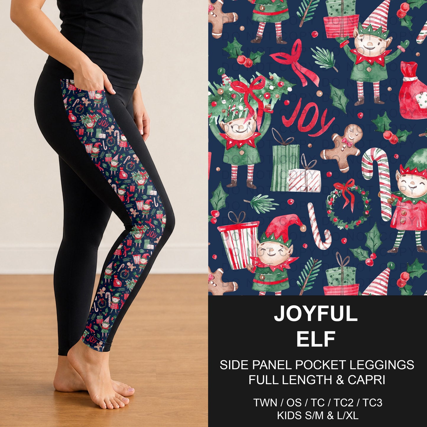 B303 - Preorder Joyful Elf Side Panel Pocket Leggings (Closes 7/26. ETA: early Oct.)