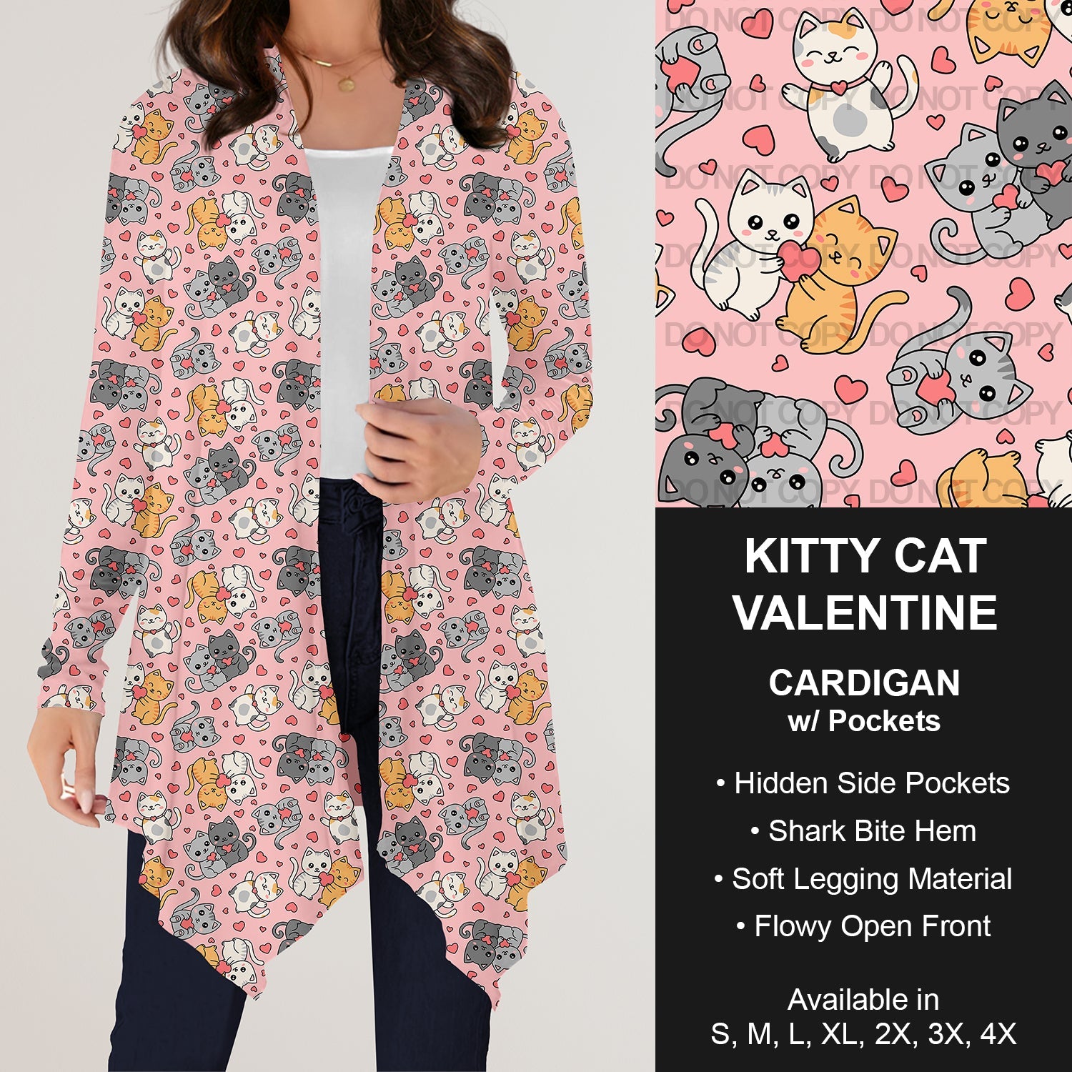 B196 Preorder - Kitty Cat Valentine Cardigan w/ Pockets (Closes 11/24. ETA: late Jan.)