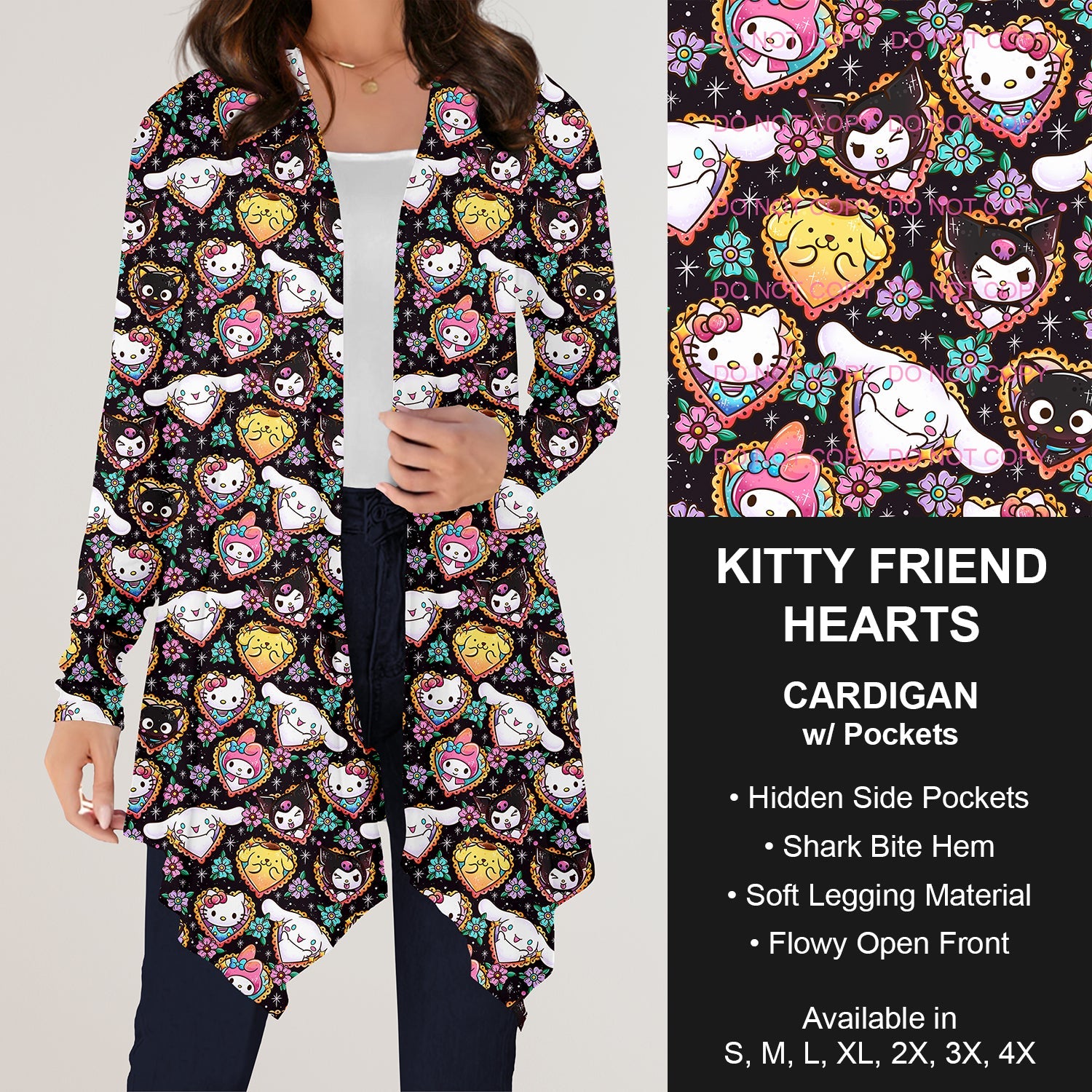 B197 Preorder - Kitty Friend Hearts Cardigan w/ Pockets (Closes 12/01. ETA: late Jan.)