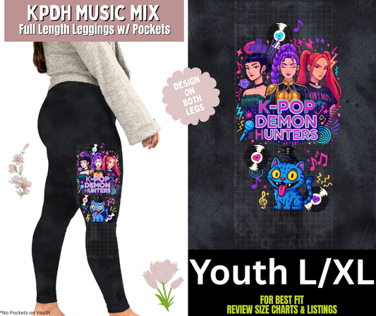 KPDH Music Mix Watercolor Full Length Leggings w/ Side Leg Designs