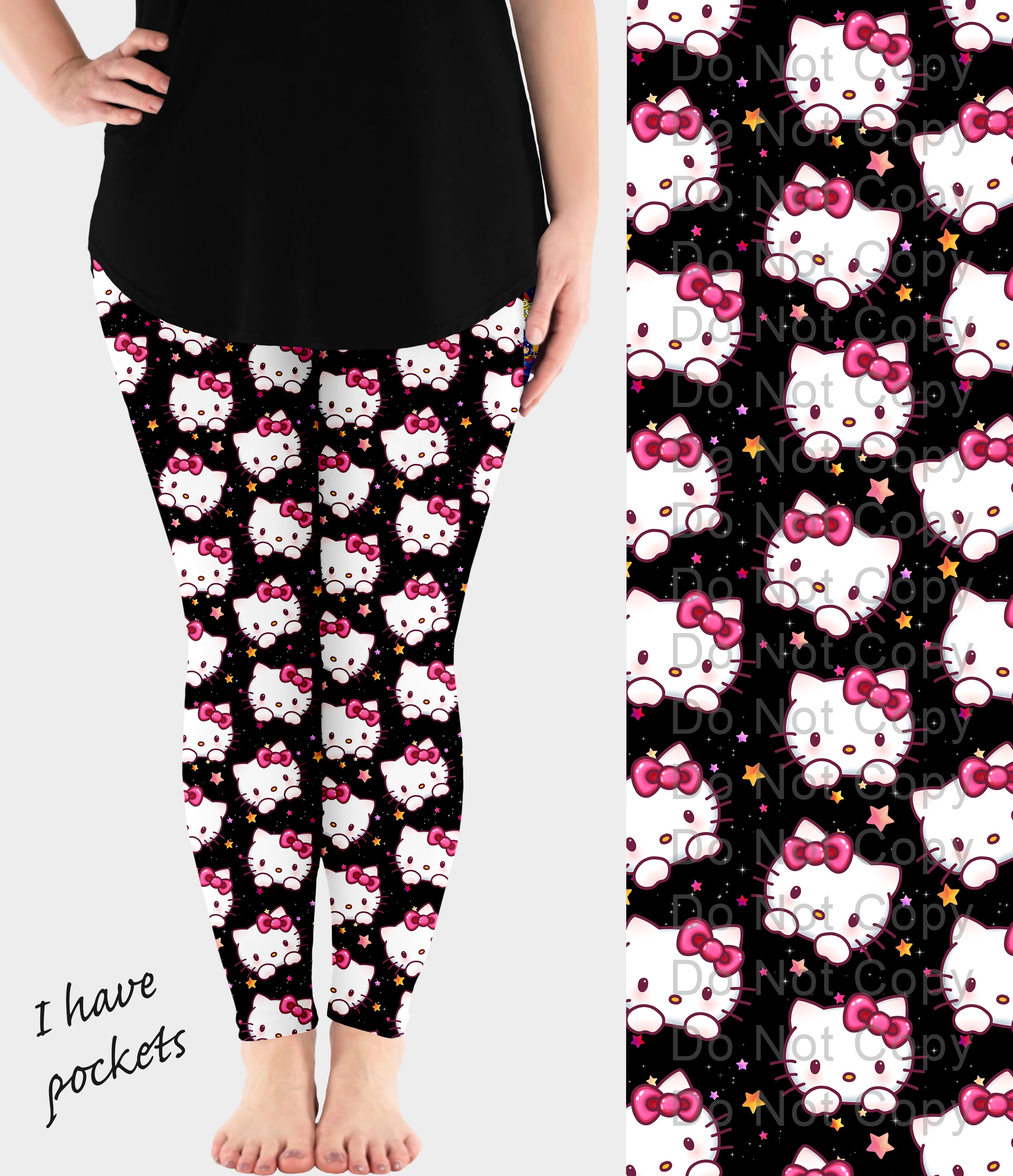 RTS - Kitty Heads Leggings w/ Pockets