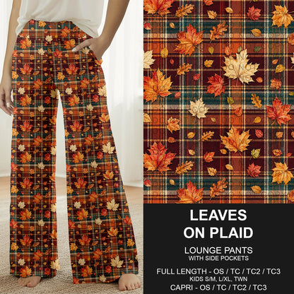B308 - Preorder Leaves on Plaid Lounge Pants (Closes 8/16. ETA: late Oct.)