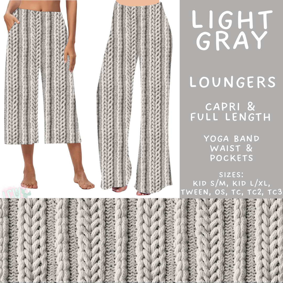 Batch #596 - Sweater Weather - Closes 10/9 - ETA early Dec - Light Gray Capri and Full Length Loungers