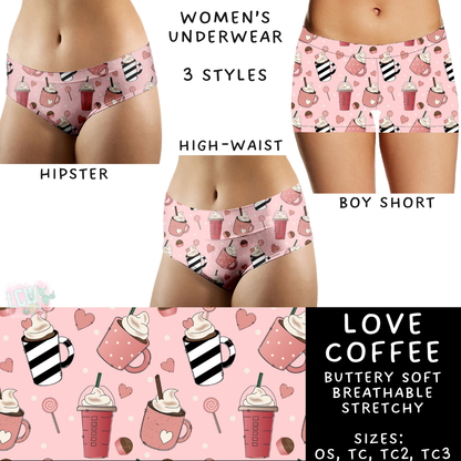 Batch #612 - Valentine's Matching Underwear - Closes 11/11 - ETA mid Jan - Love Coffee Women's Underwear