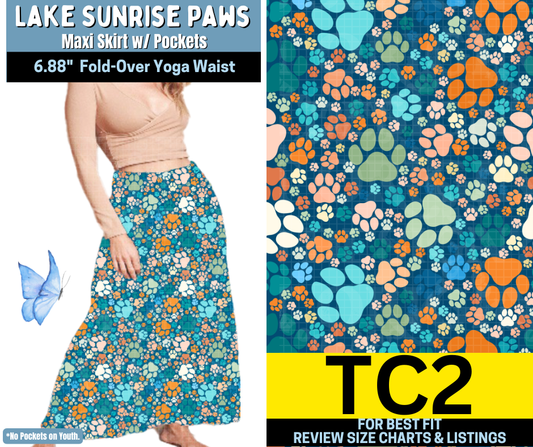 Lake Sunrise Paws Maxi Skirt